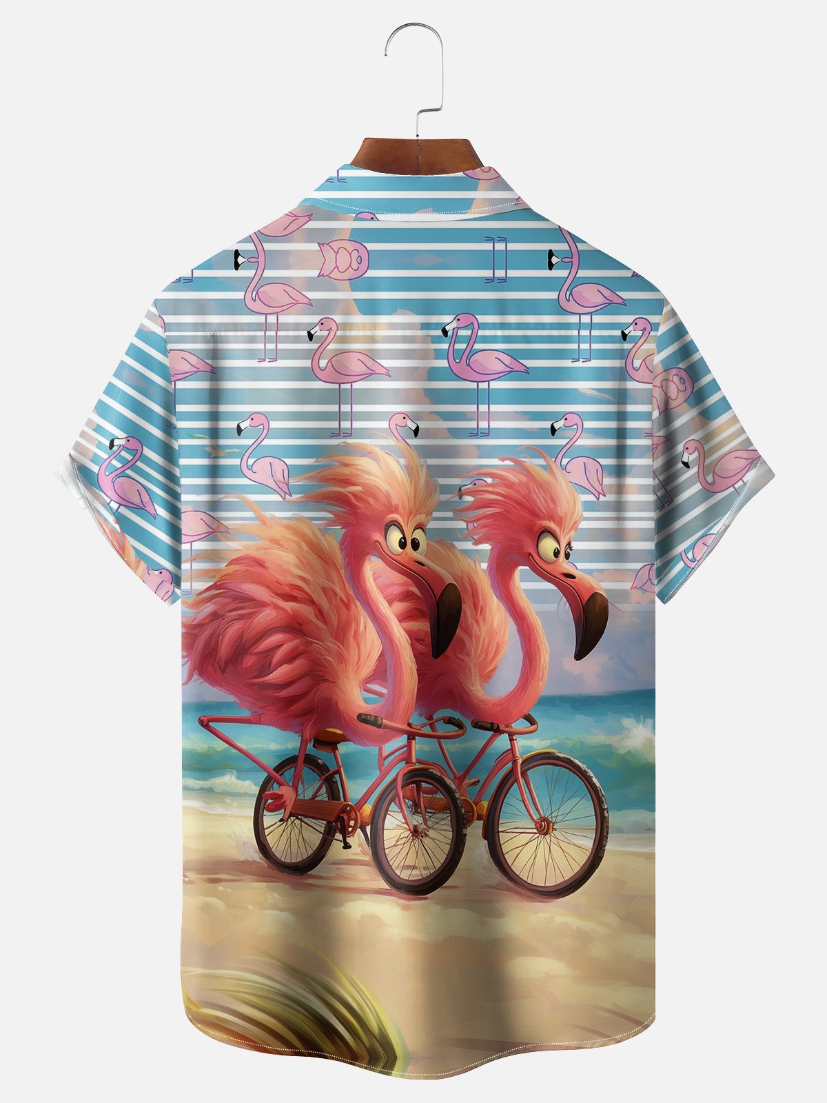 Moisture-wicking Flamingo Chest Pocket Hawaiian Shirt