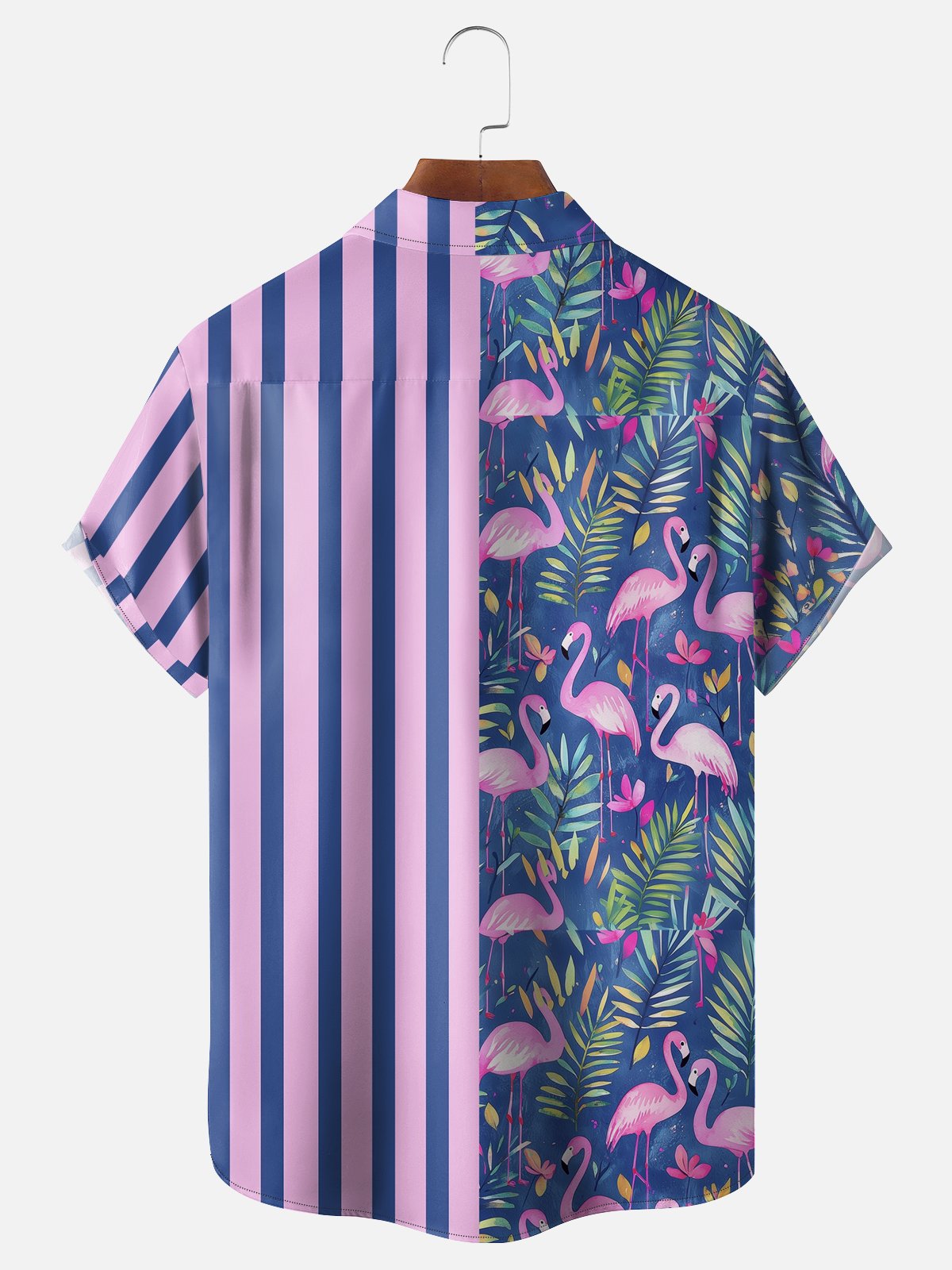 Moisture-wicking Tropical Flamingo Chest Pocket Hawaiian Shirt