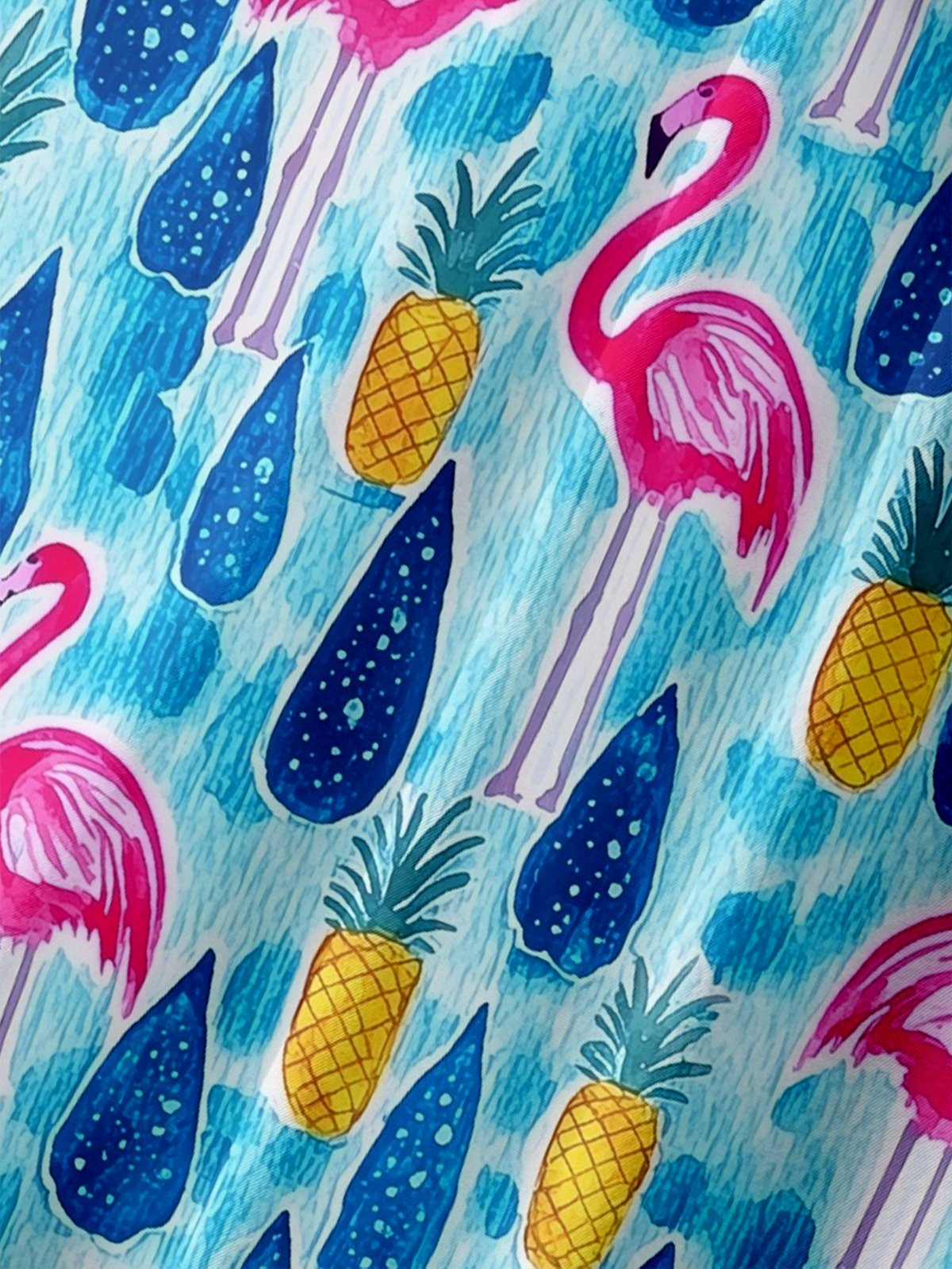 Moisture-wicking Flamingo Chest Pocket Hawaiian Shirt