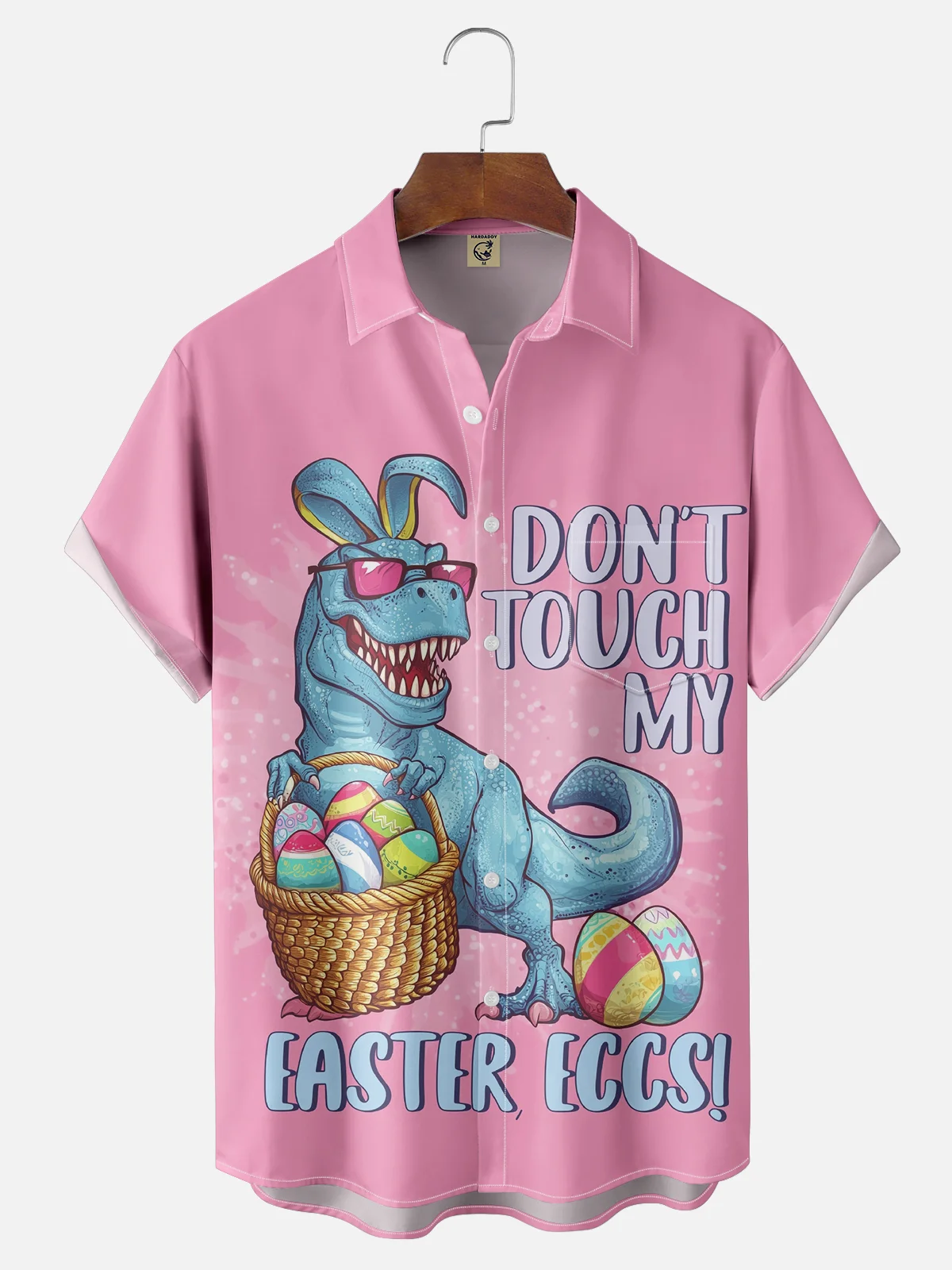 Moisture-wicking Easter Bunny Rabbit Eggs Chest Pocket Casual Shirt