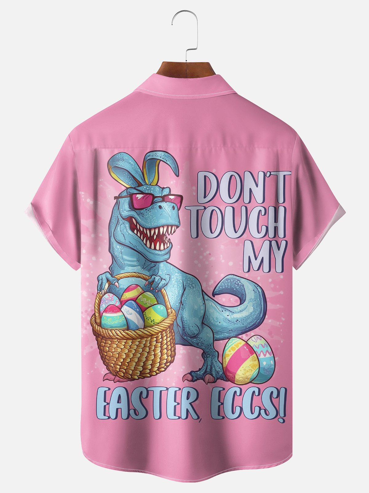 Moisture-wicking Easter Bunny Rabbit Eggs Chest Pocket Casual Shirt