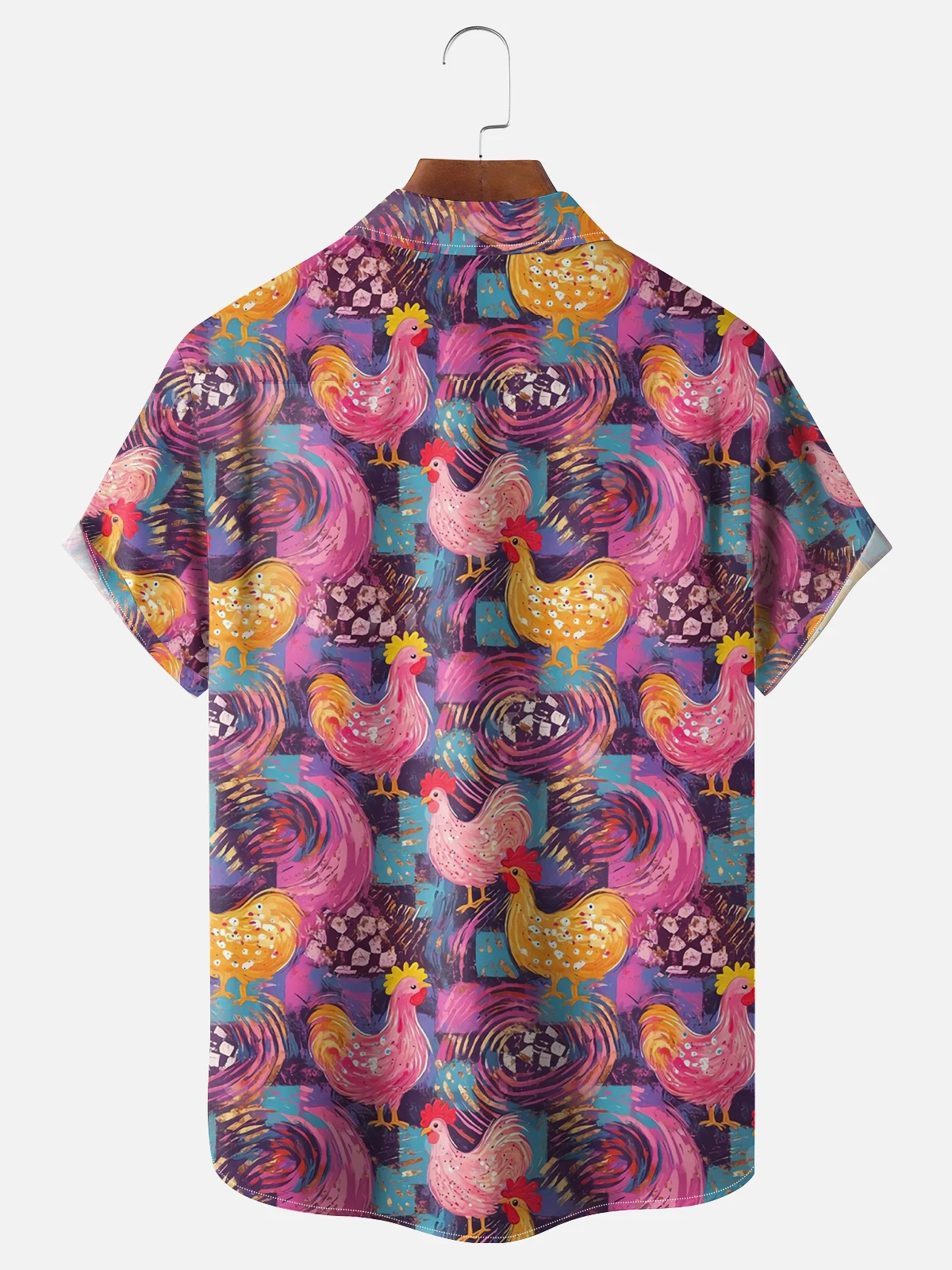 Moisture Wicking Fun Check Chicken Hawaiian Shirt