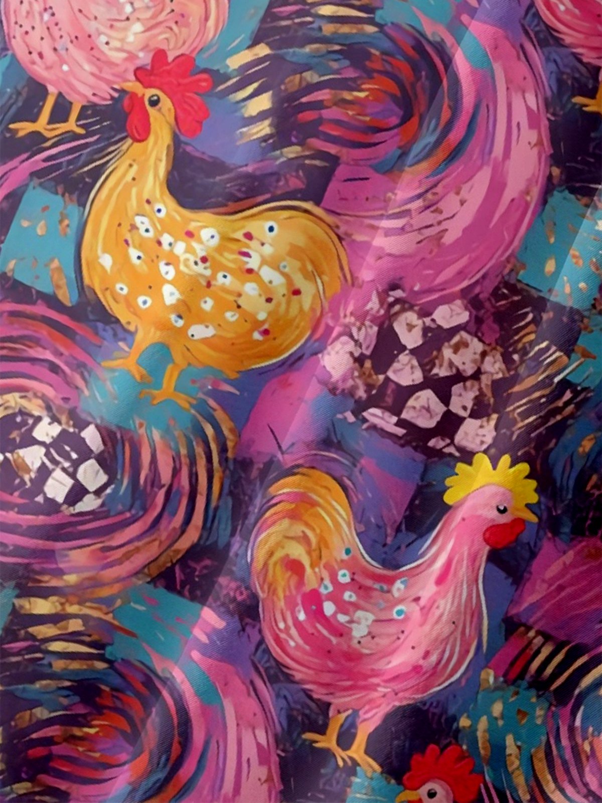 Moisture Wicking Fun Check Chicken Hawaiian Shirt