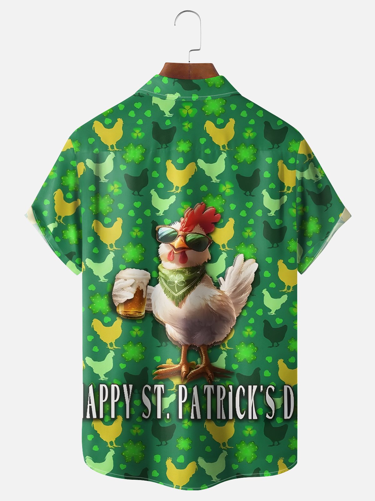 Moisture Wicking St. Patrick's Day Beer Chicken Hawaiian Shirt