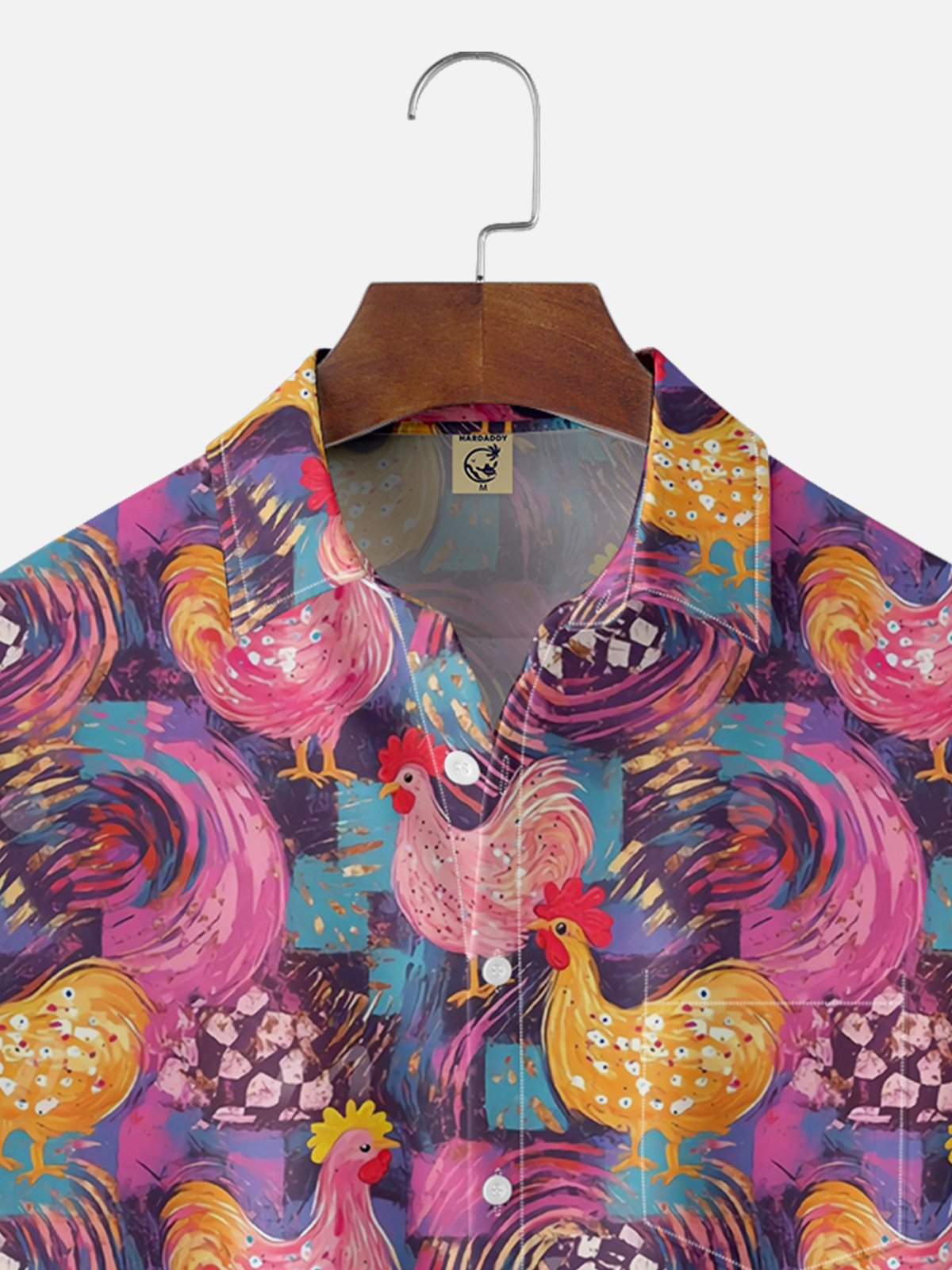 Moisture Wicking Fun Check Chicken Hawaiian Shirt