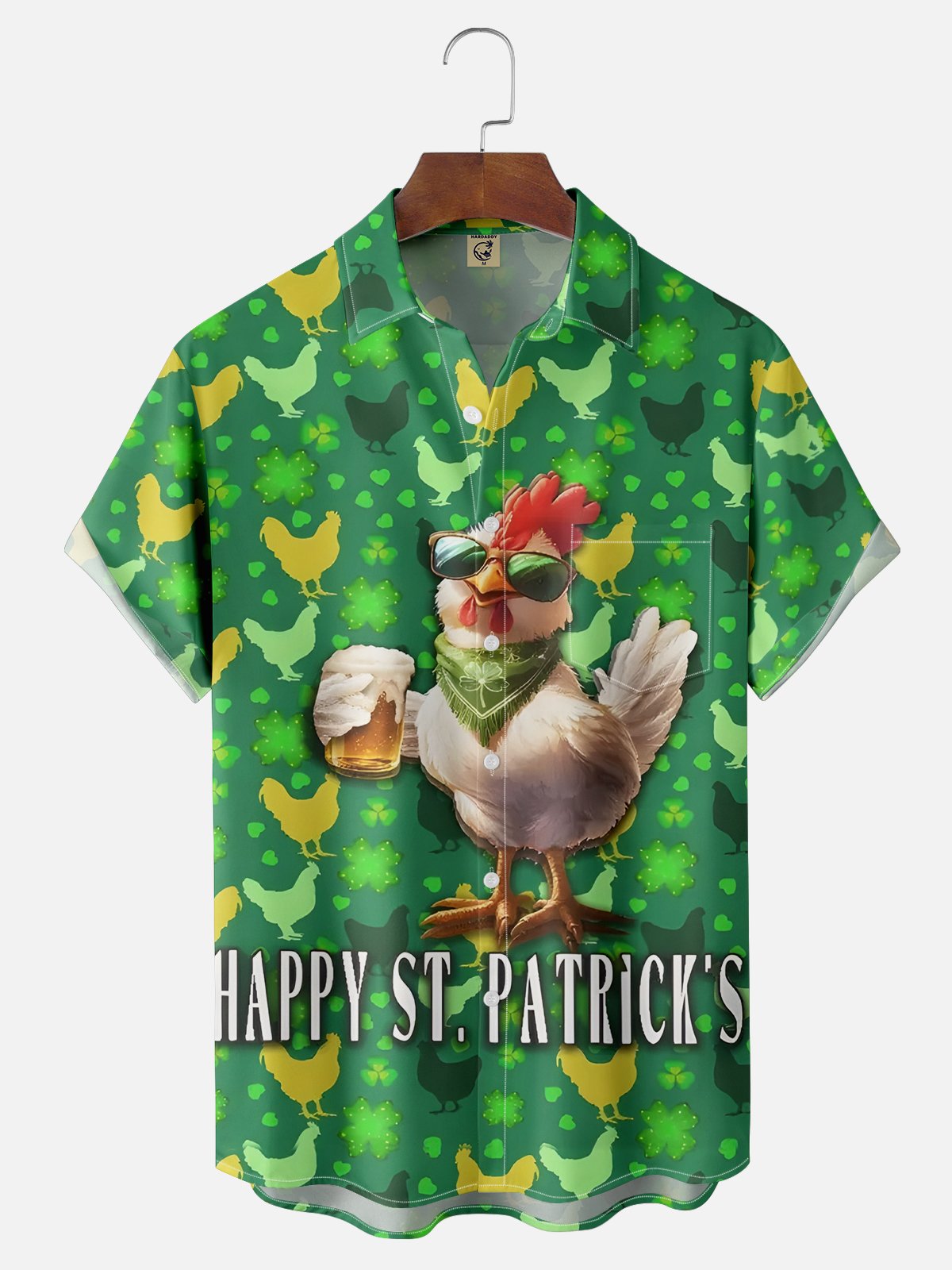 Moisture Wicking St. Patrick's Day Beer Chicken Hawaiian Shirt