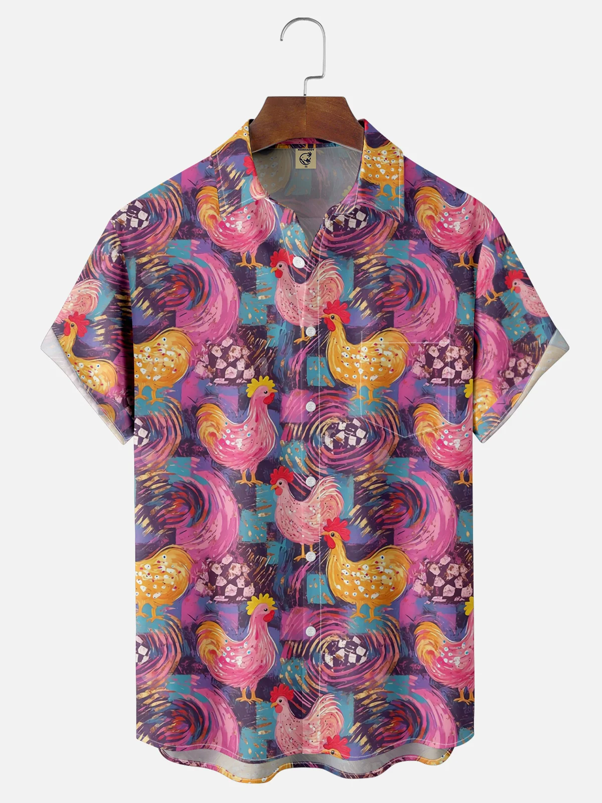 Moisture Wicking Fun Check Chicken Hawaiian Shirt