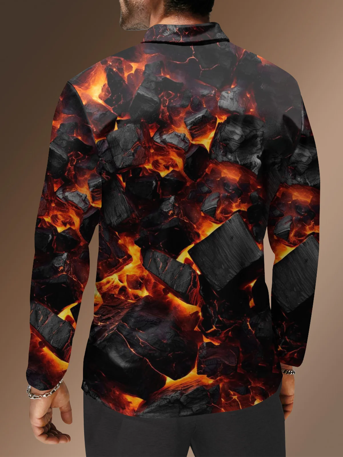 Moisture Wicking Art Abstract Volcanic Lava Golf Polo