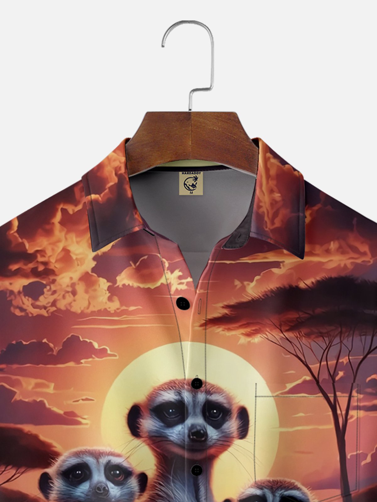 Moisture-wicking Meerkat Nature Sunset Chest Pocket Casual Shirt