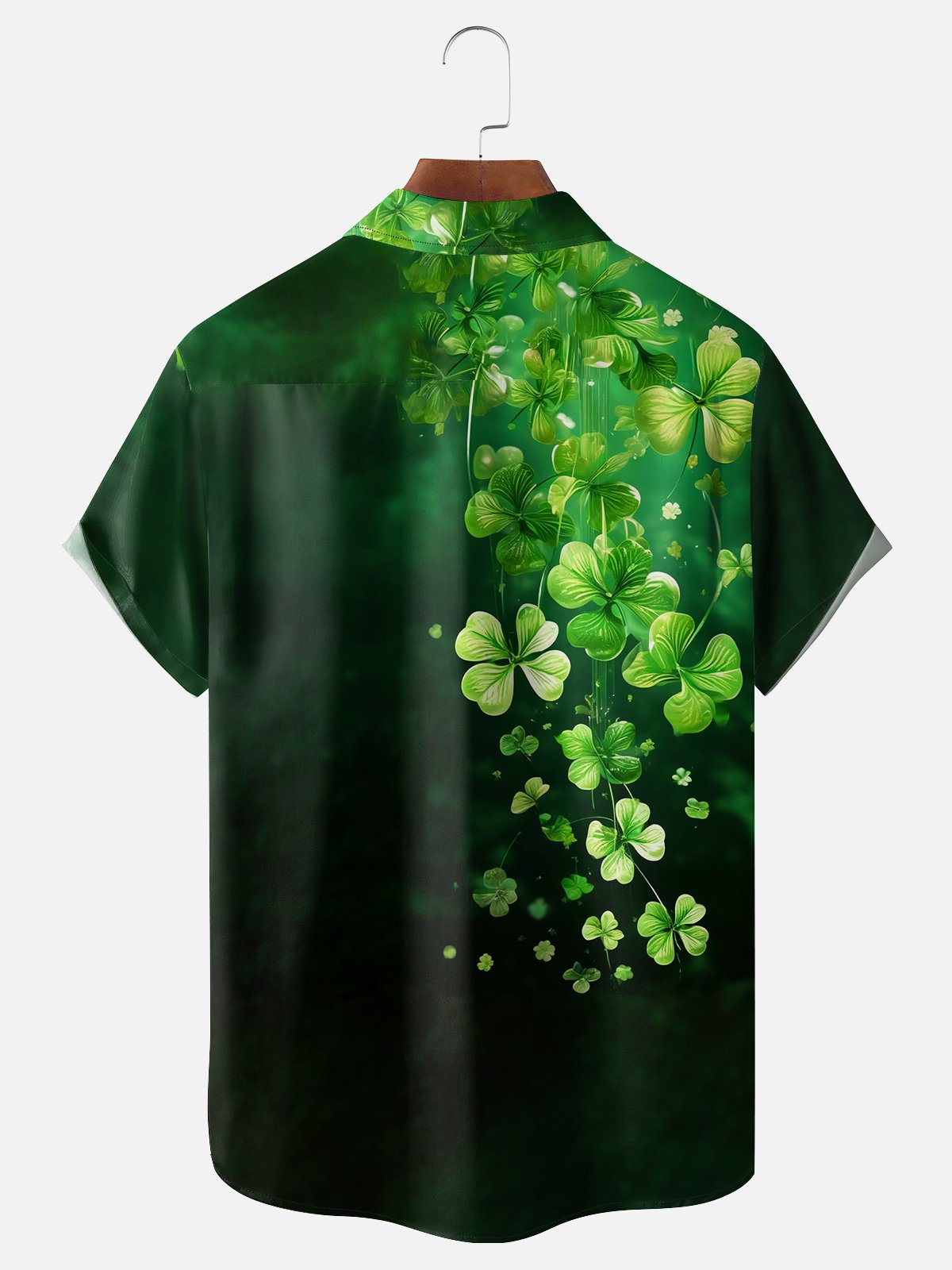 Moisture-wicking St. Patrick's Day Fantasy Lucky Clover Green Chest Pocket Casual Shirt