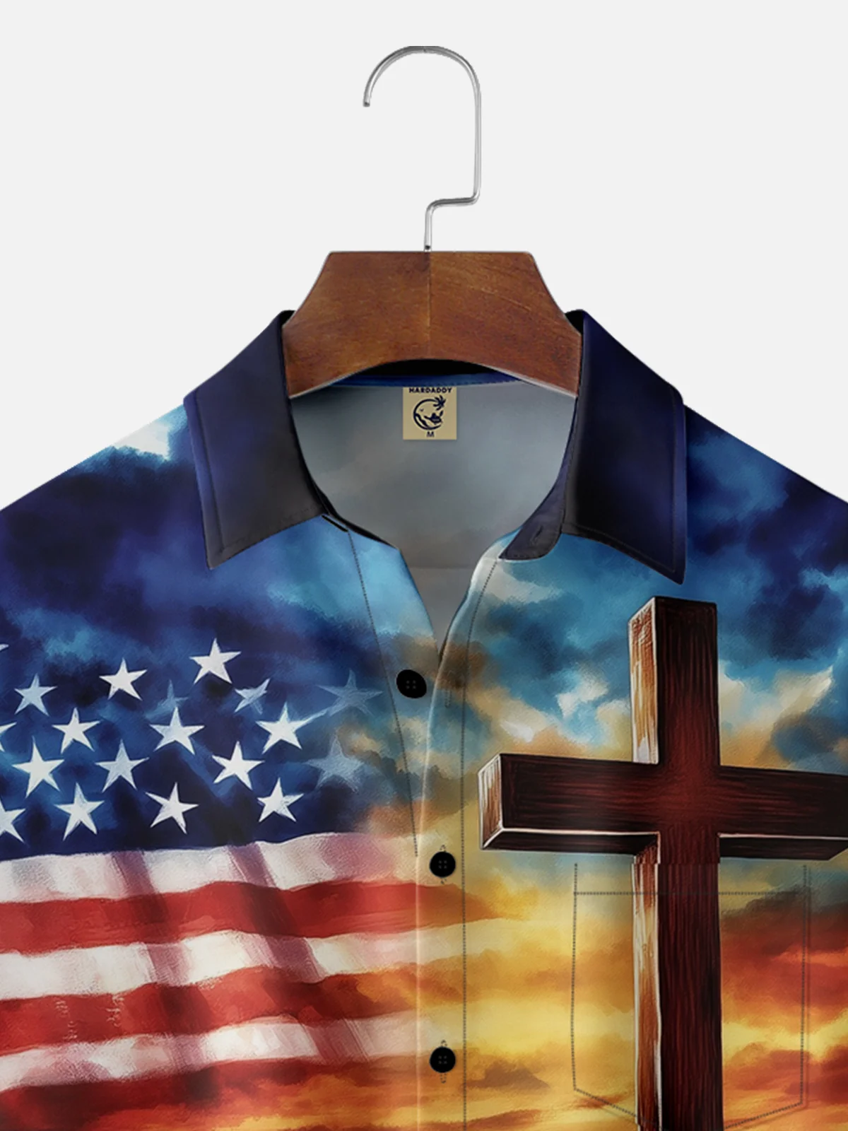 Moisture-wicking American Flag Cross Chest Pocket Casual Shirt