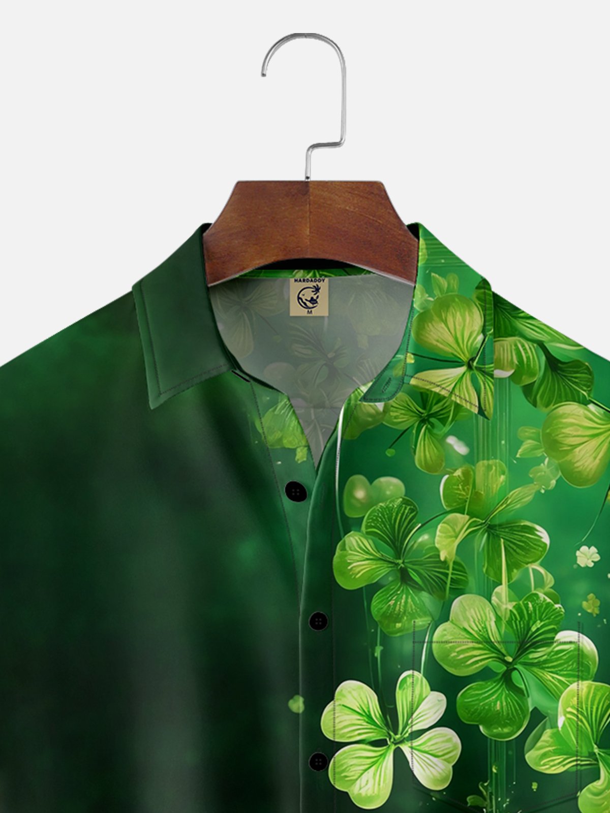 Moisture-wicking St. Patrick's Day Fantasy Lucky Clover Green Chest Pocket Casual Shirt