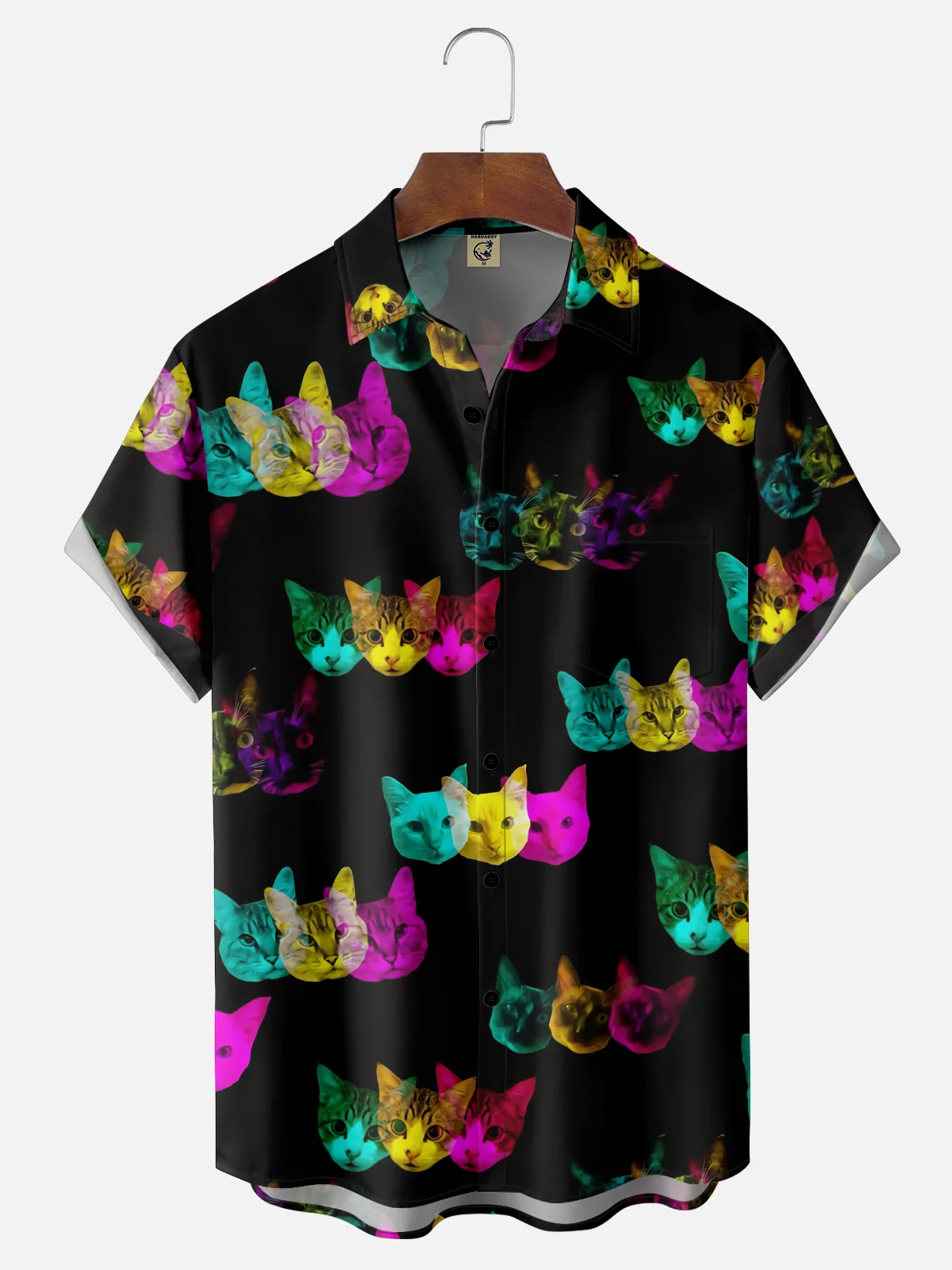 Moisture-wicking Pop Cool Cats Chest Pocket Hawaiian Funky Shirt