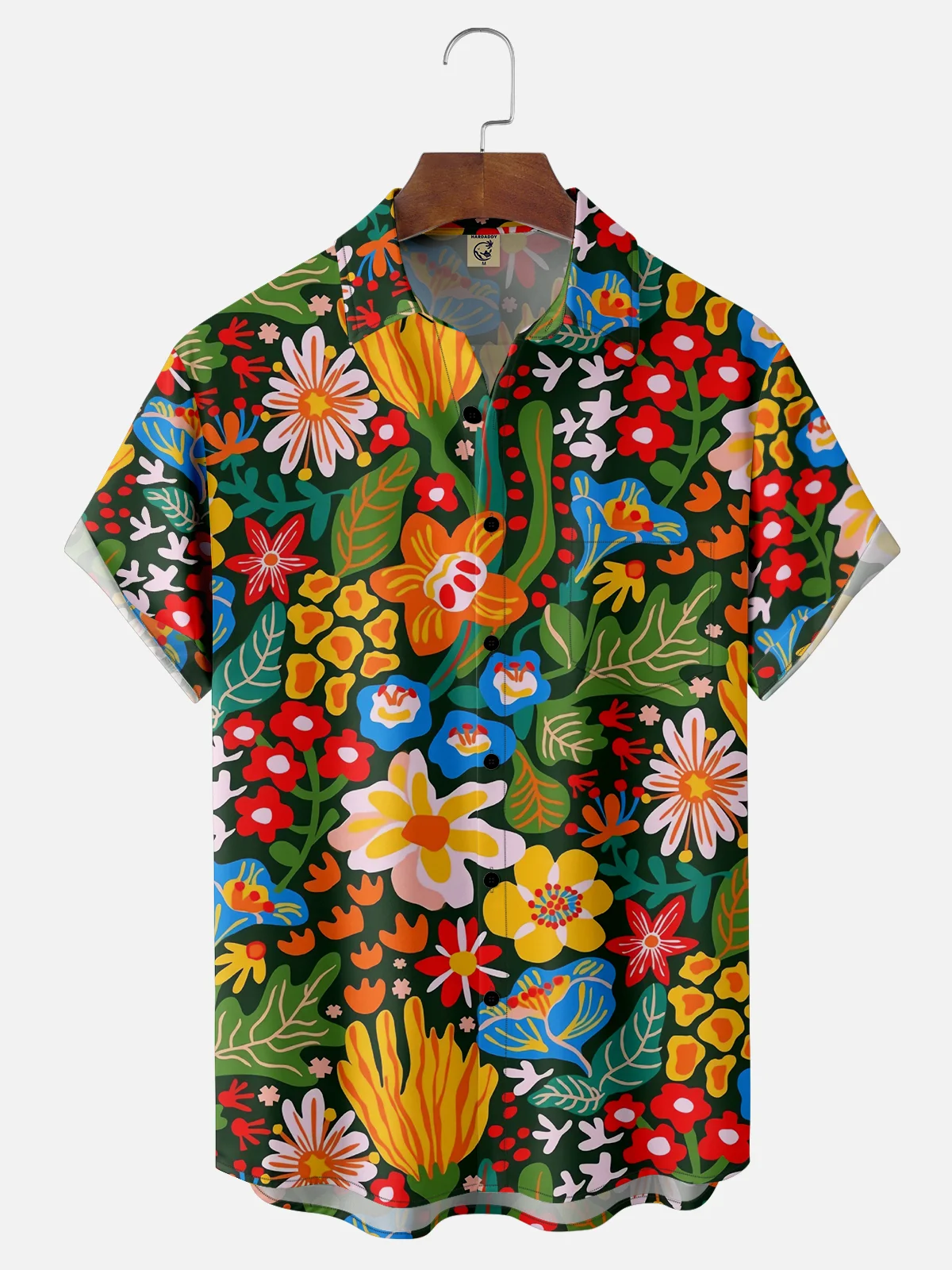 Moisture-wicking Mexican Otomi Art Chest Pocket Tropical Shirt