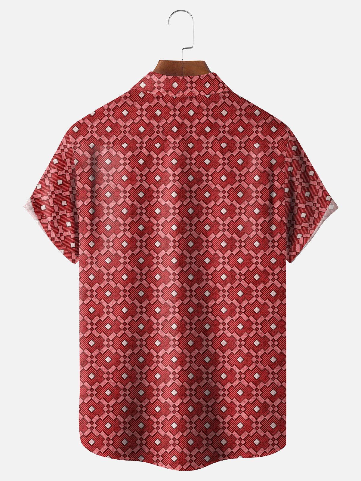 Moisture-wicking Geomatric Chest Pocket Casual Preppy Shirt