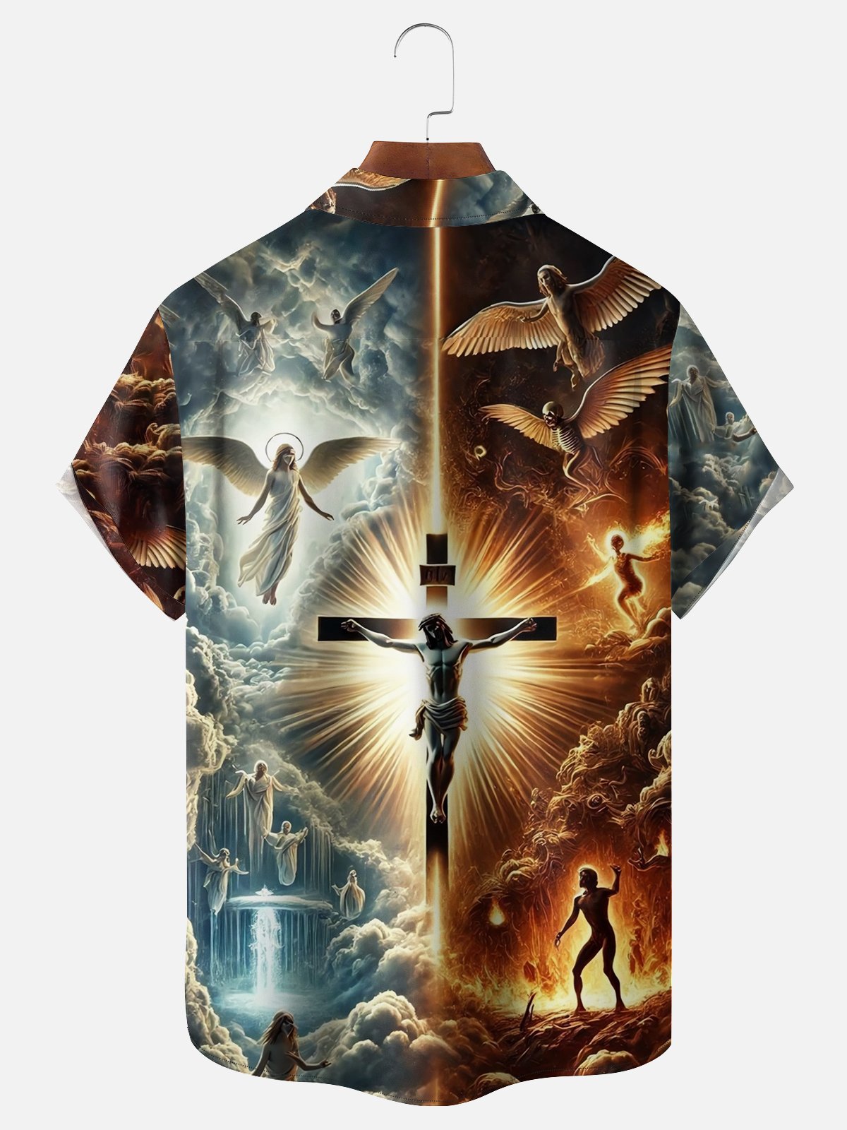 Moisture-wicking Happy Easter Religious Christ Cross Art Chest Pocket Casual Shirt