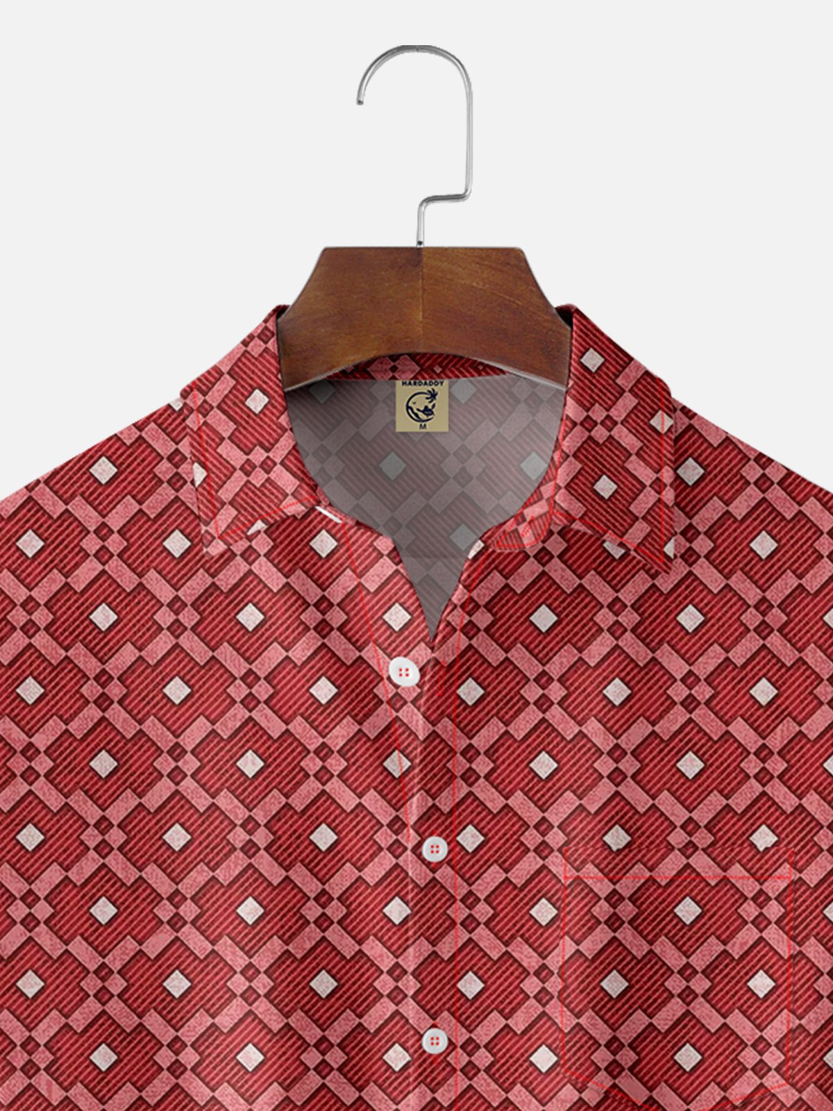 Moisture-wicking Geomatric Chest Pocket Casual Preppy Shirt