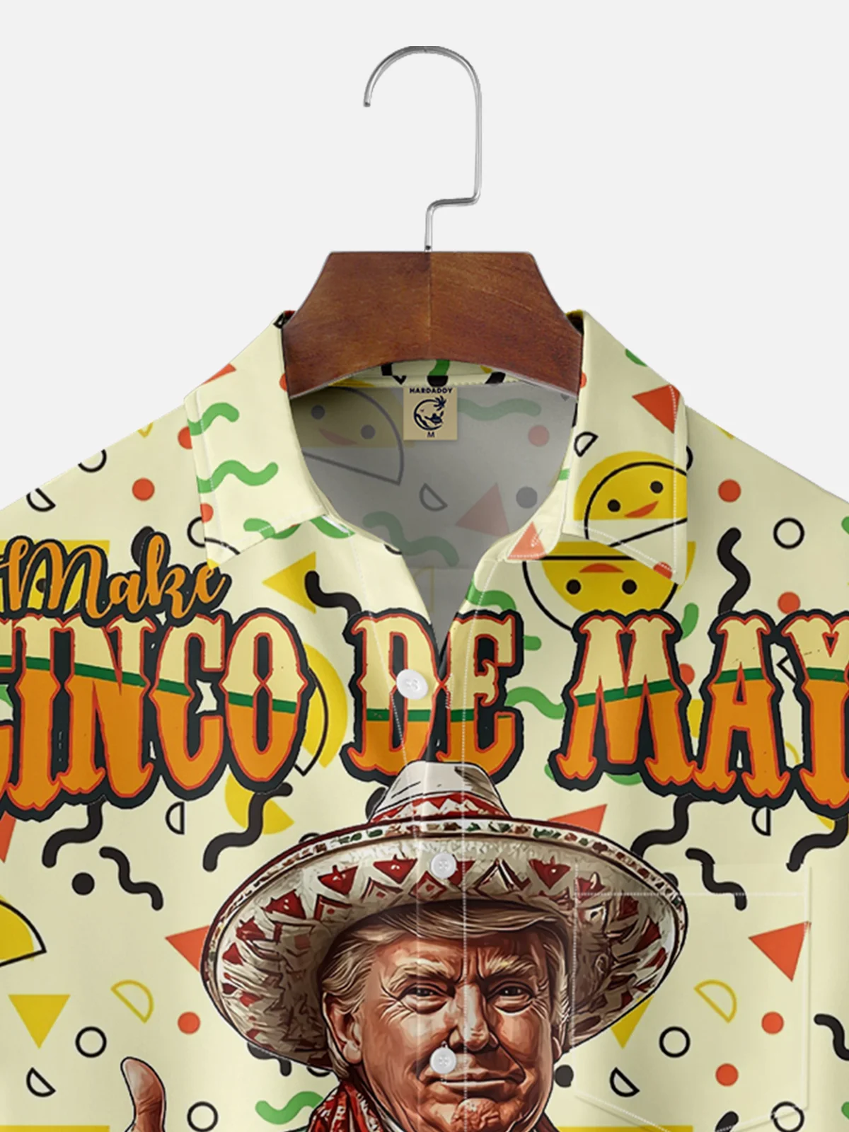 Moisture-wicking Funny Trump TACO Art Painting Chest Pocket Casual Shirt