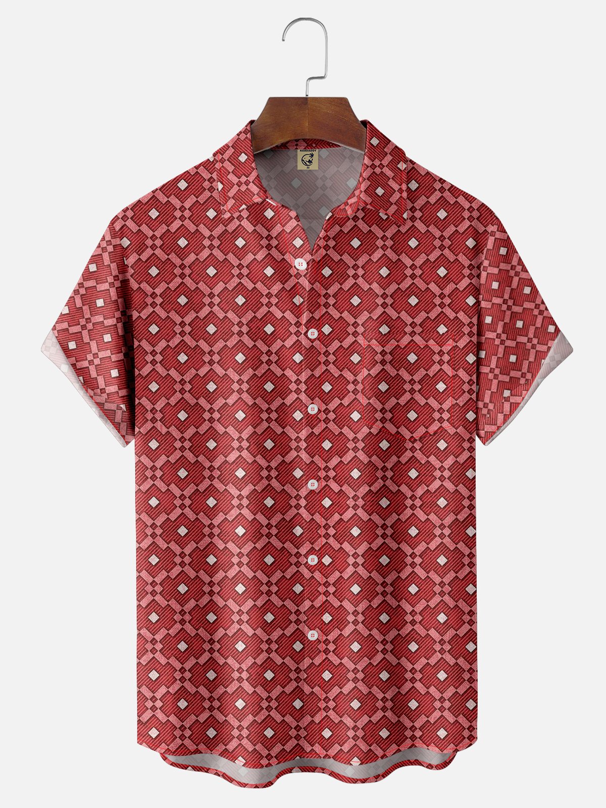 Moisture-wicking Geomatric Chest Pocket Casual Preppy Shirt