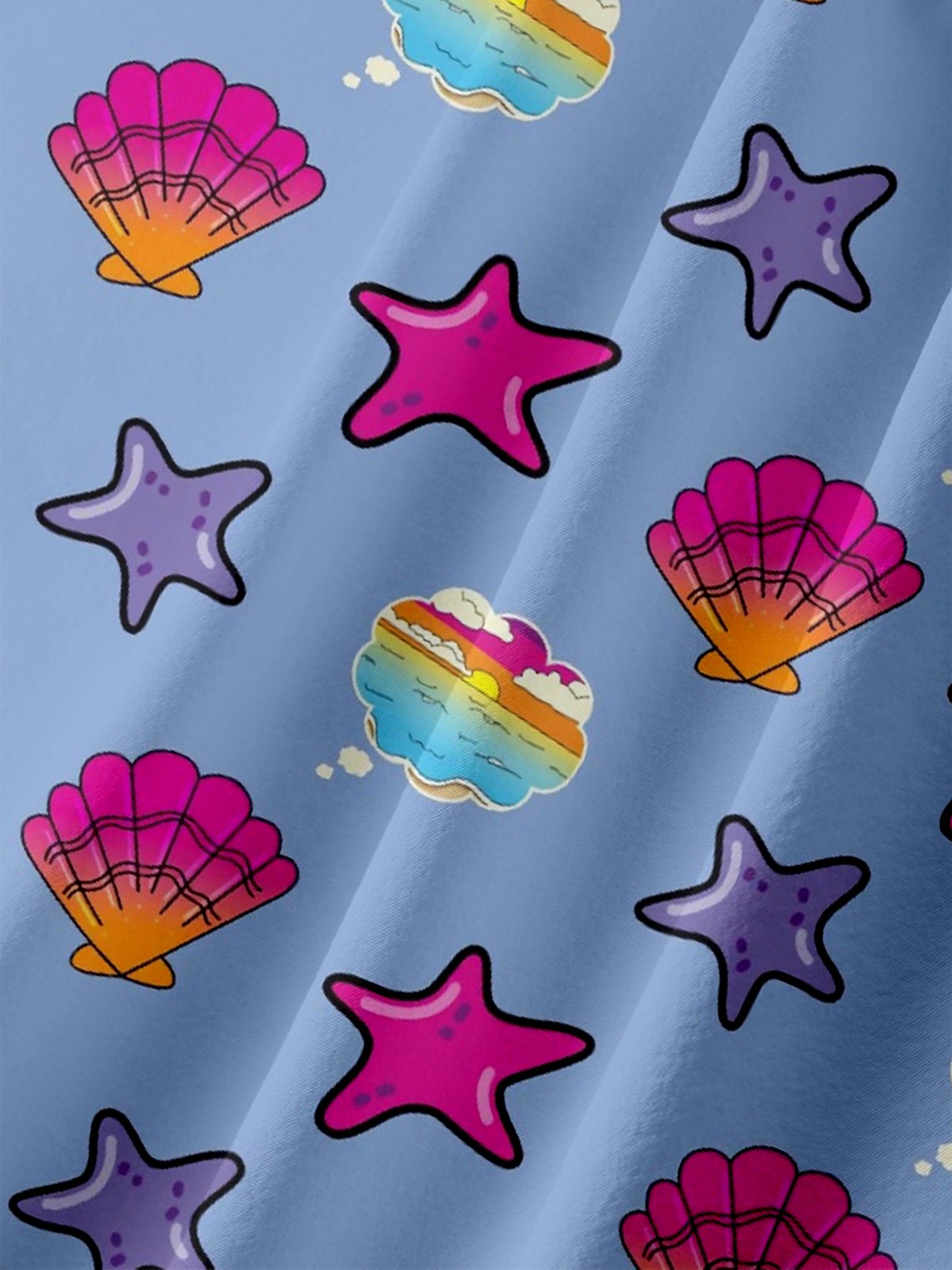 Moisture-wicking Starfish Shell Chest Pocket Hawaiian Shirt