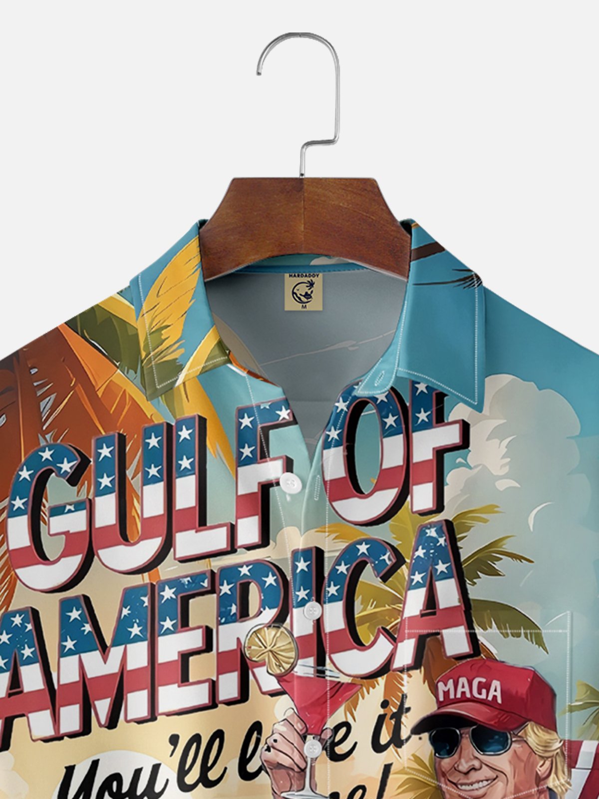 Moisture-wicking Trump Vacation Art Great "Gulf Of American" Chest Pocket Casual Shirt