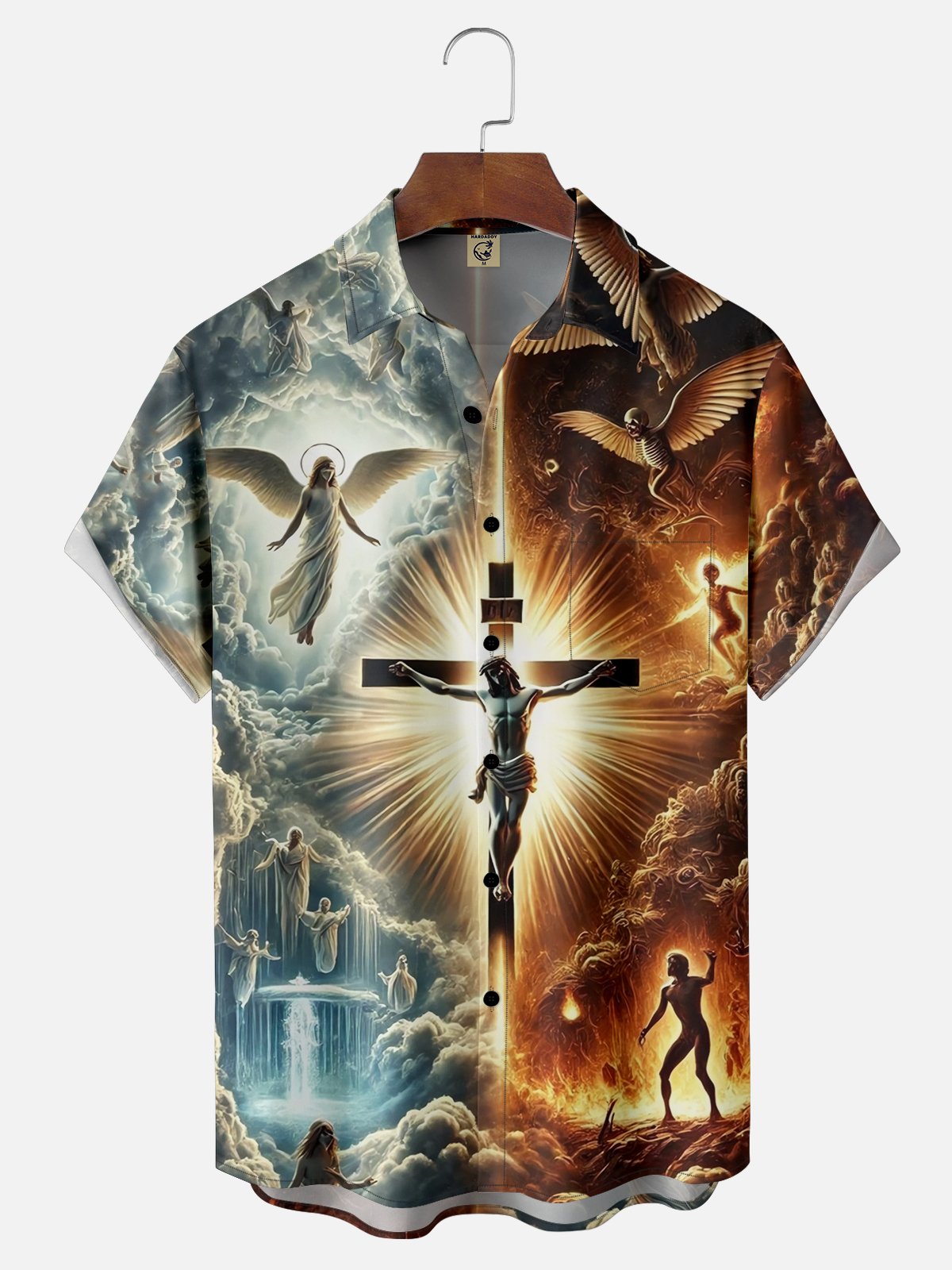 Moisture-wicking Happy Easter Religious Christ Cross Art Chest Pocket Casual Shirt