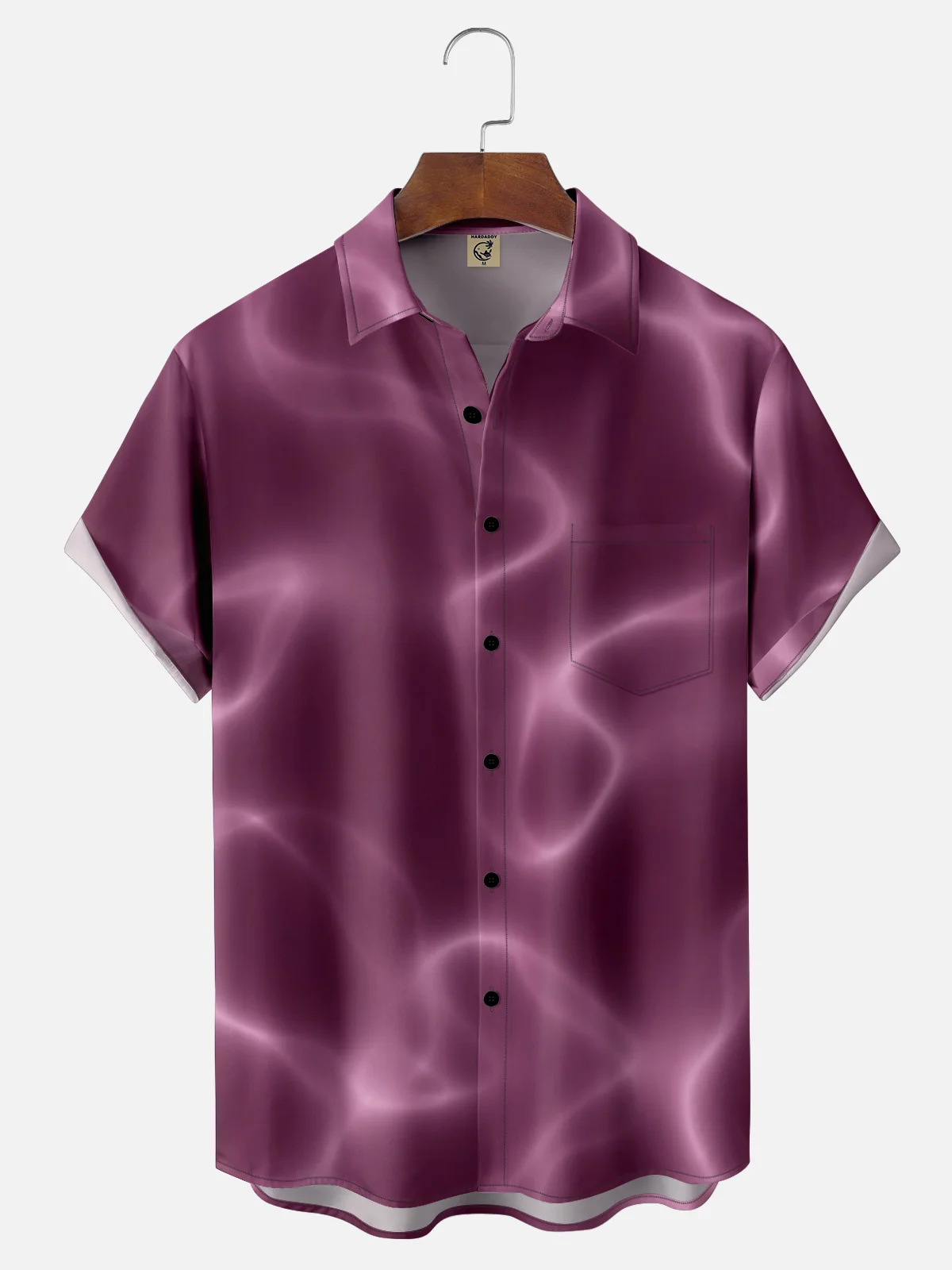 Moisture-wicking Gradient Color Ripple Chest Pocket Casual Shirt