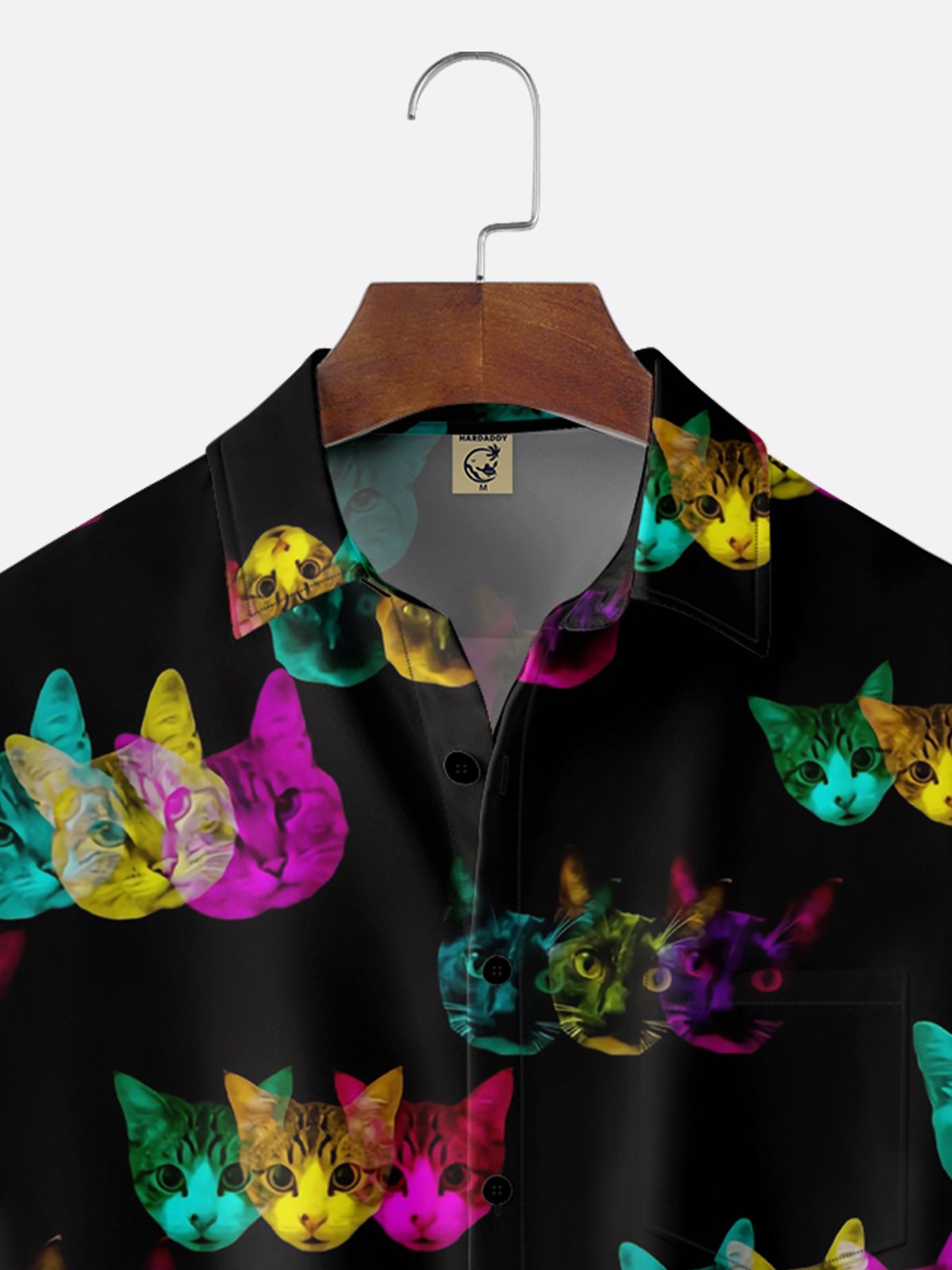 Moisture-wicking Pop Cool Cats Chest Pocket Hawaiian Funky Shirt