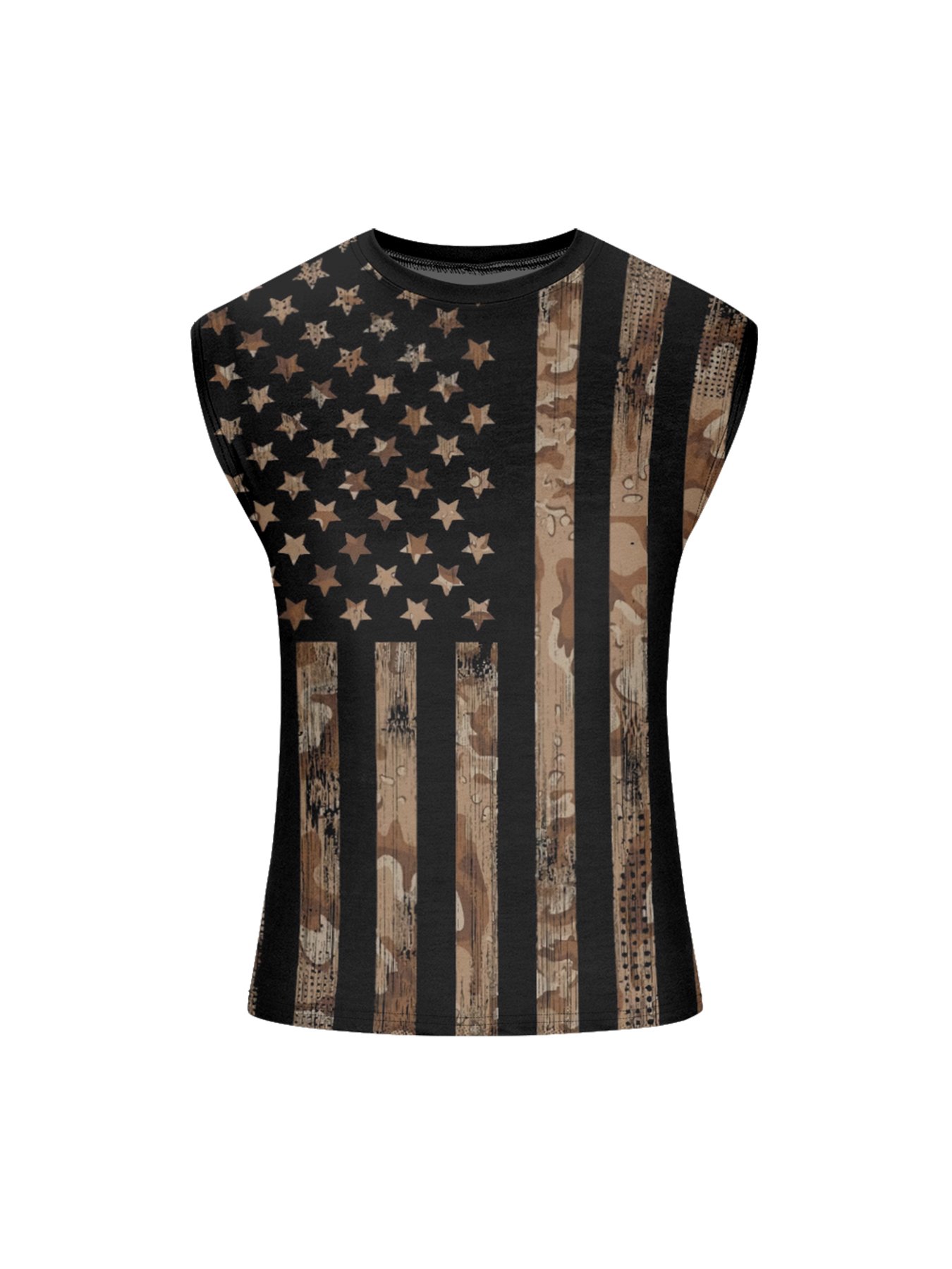 Mens Crewneck Tank Tops American Flag National Patriotic Sleeveless T-Shirt