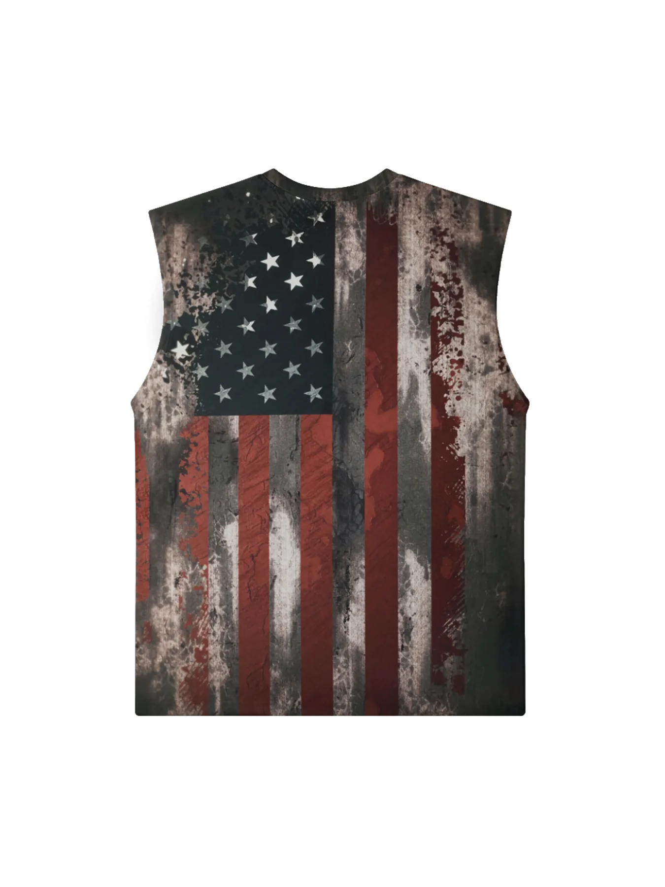 Mens Crewneck Tank Tops American Flag National Patriotic Sleeveless T-Shirt