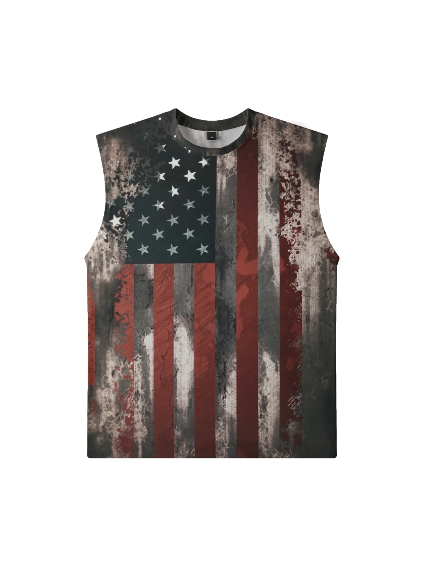 Mens Crewneck Tank Tops American Flag National Patriotic Sleeveless T-Shirt