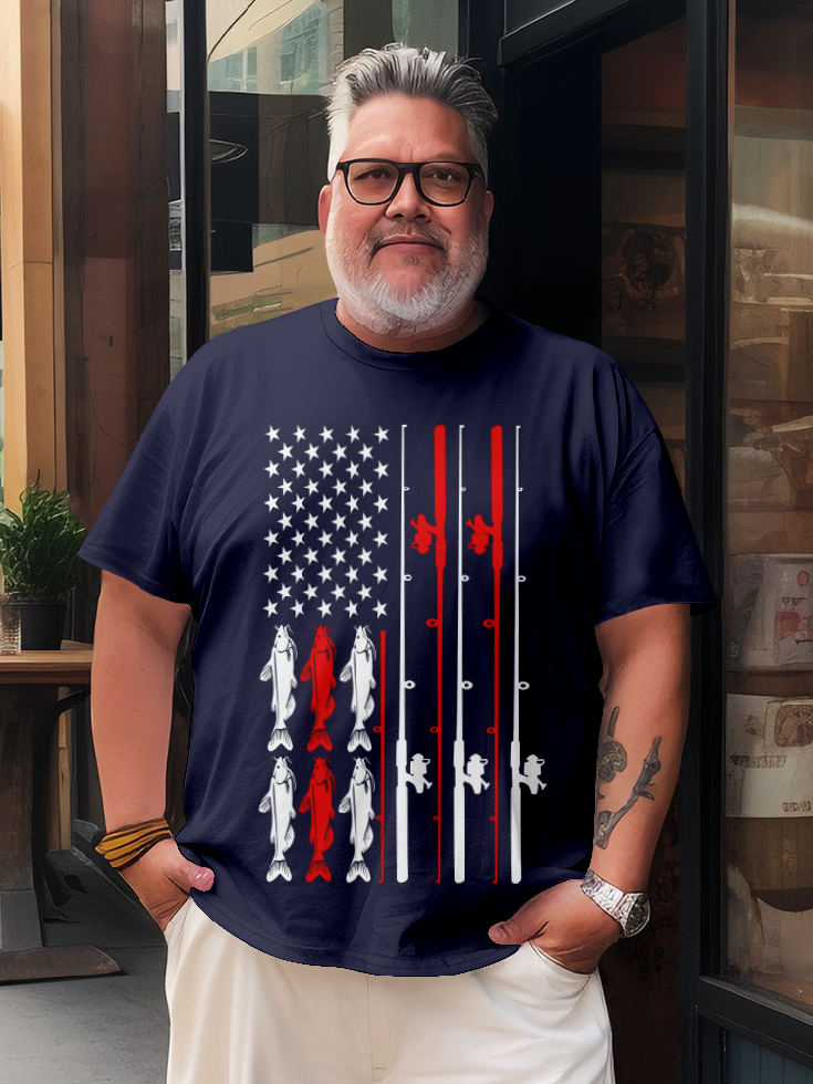 American Flag Fishing National Patriotic T-Shirt