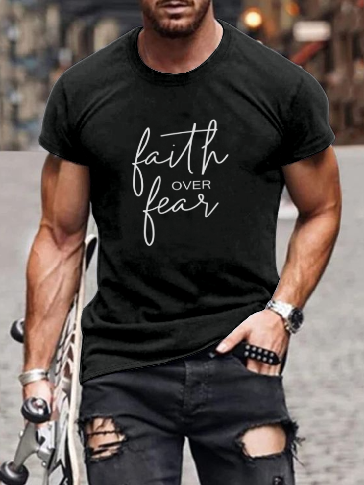Faith Over Fear Religious Easter Text T-shirt