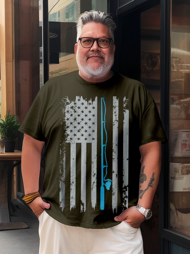 American Flag Fishing National Patriotic T-Shirt