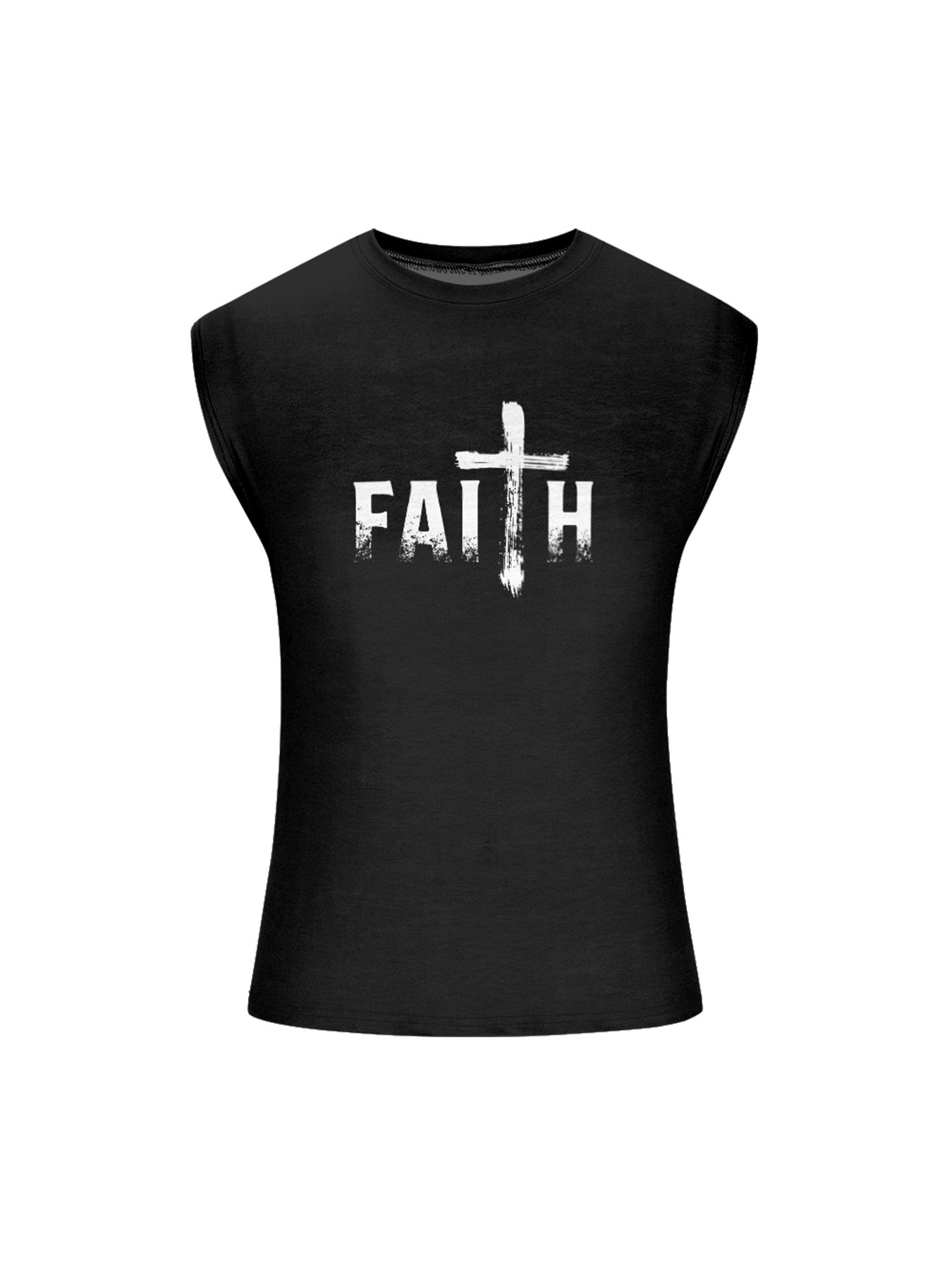 Mens Crewneck Tank Tops Faith Cross Easter Beach Sleeveless Shirt