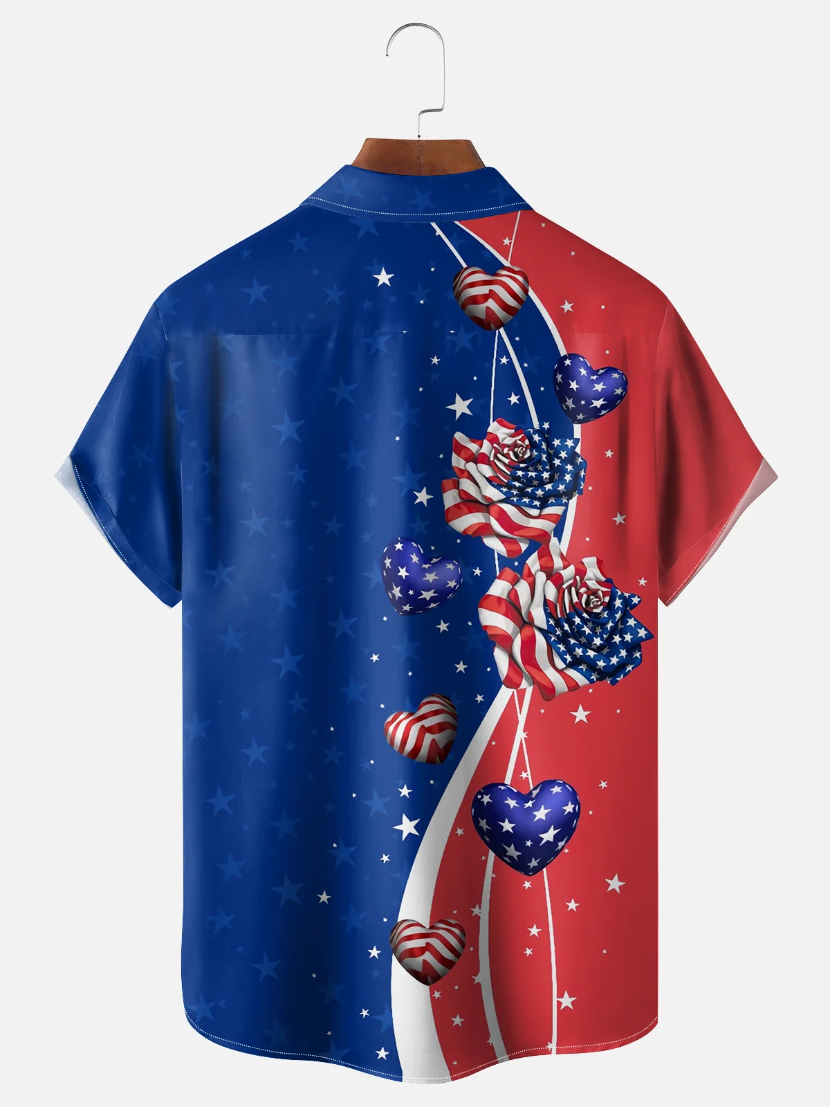 Moisture Wicking American Flag Patriotic Chest Pocket Hawaiian Shirt