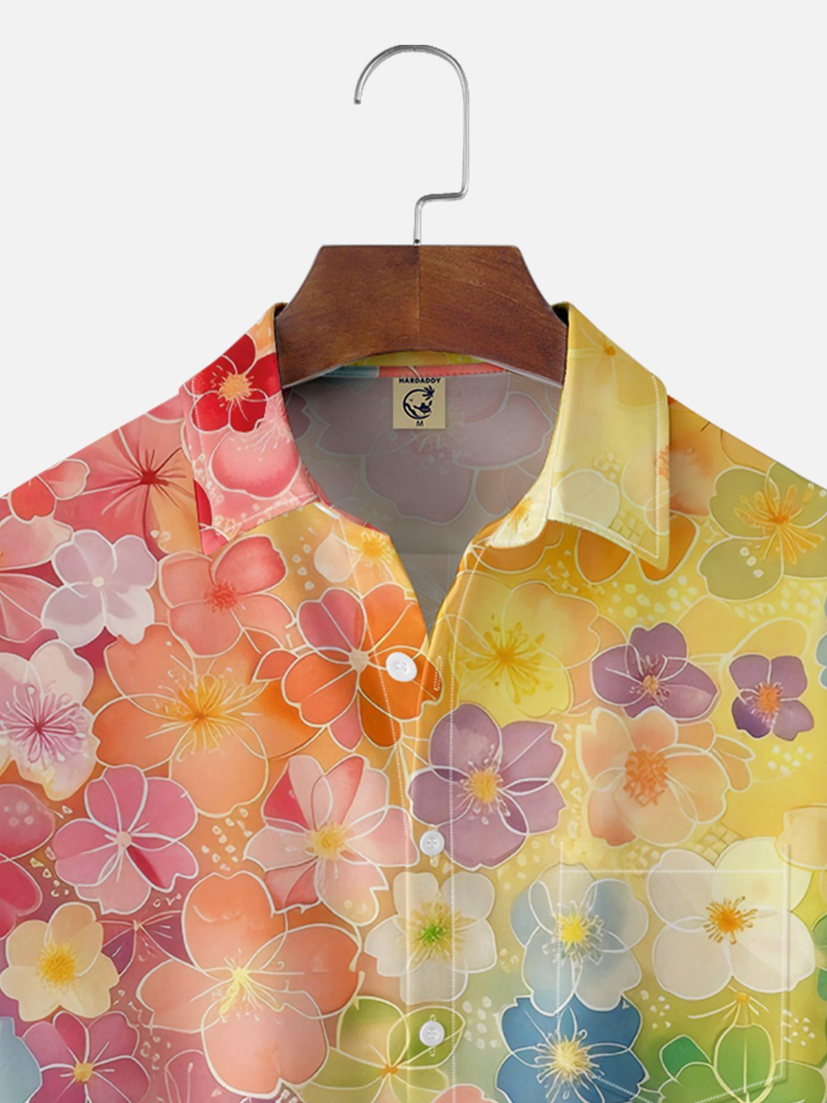 Moisture Wicking Floral Gradient Chest Pocket Hawaiian Shirt