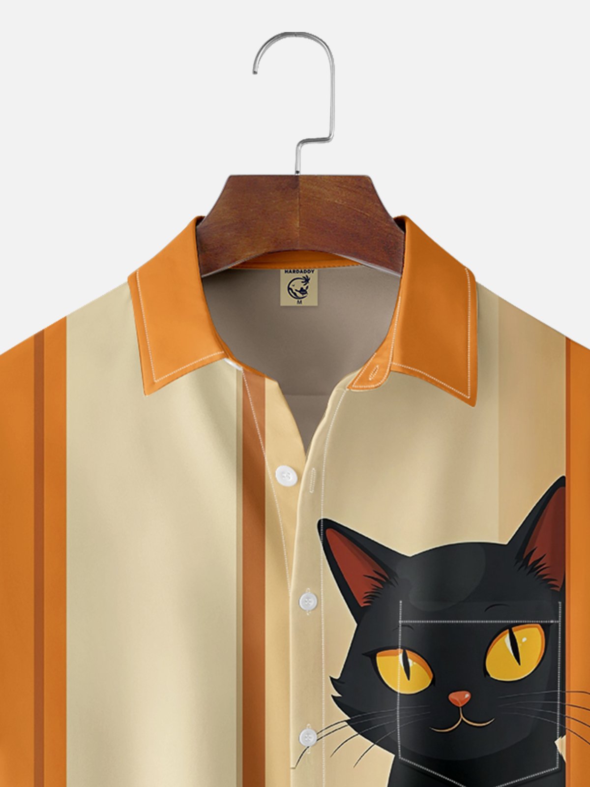 Moisture Wicking Funny Black Cat Chest Pocket Bowling Shirt