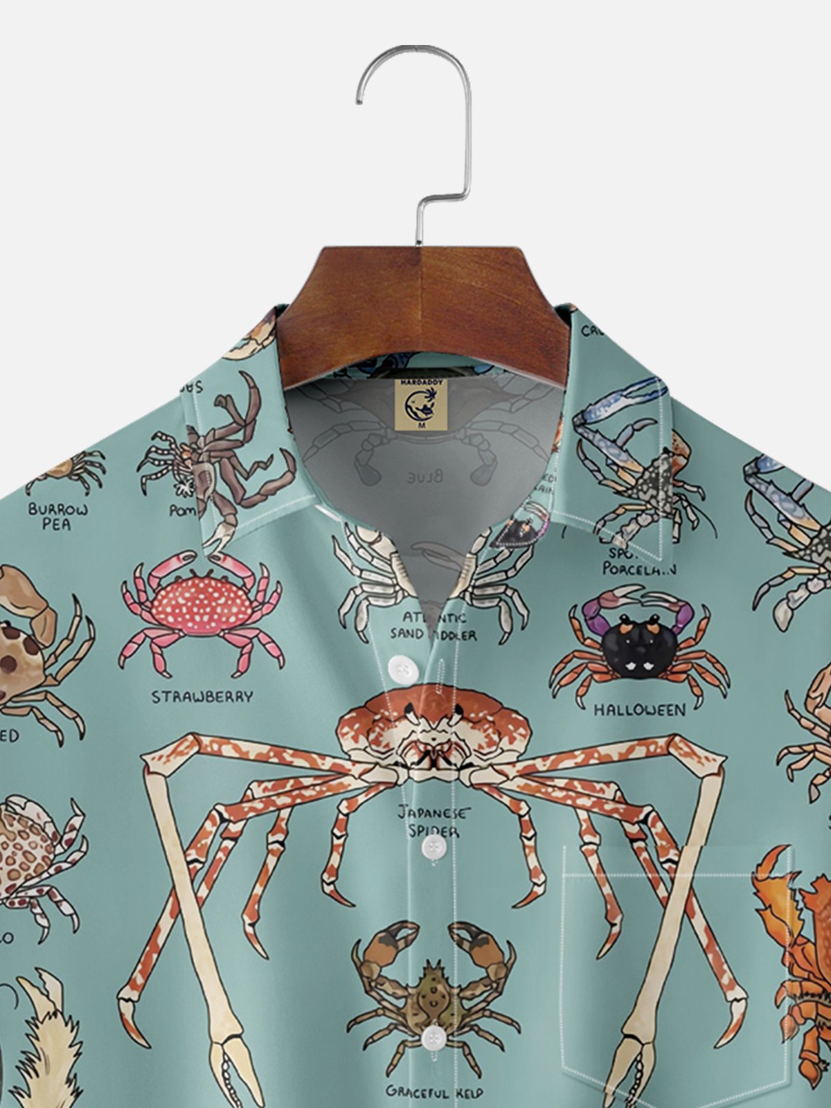 Moisture Wicking Crab Catalog Chest Pocket Hawaiian Shirt Bowling Shirt