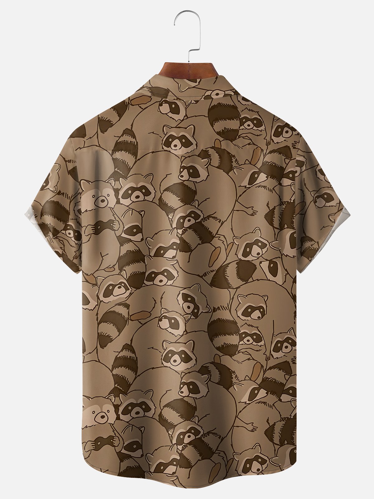 Moisture-wicking Raccoon Art Illustration Young Chest Pocket Hawaiian Shirt