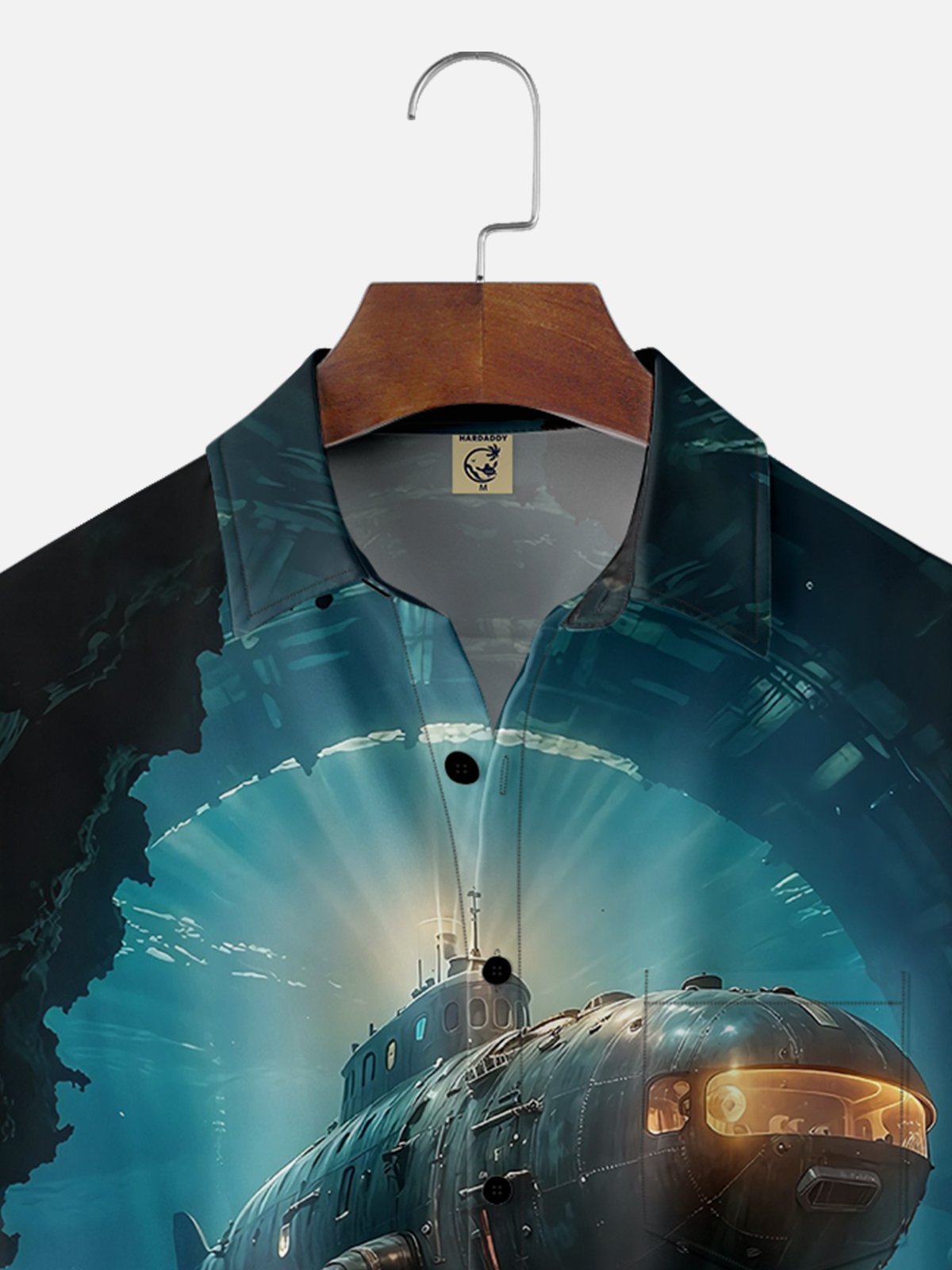 Moisture-wicking Memorial Day Navy Submarine Art Painting Chest Pocket Casual Shirt