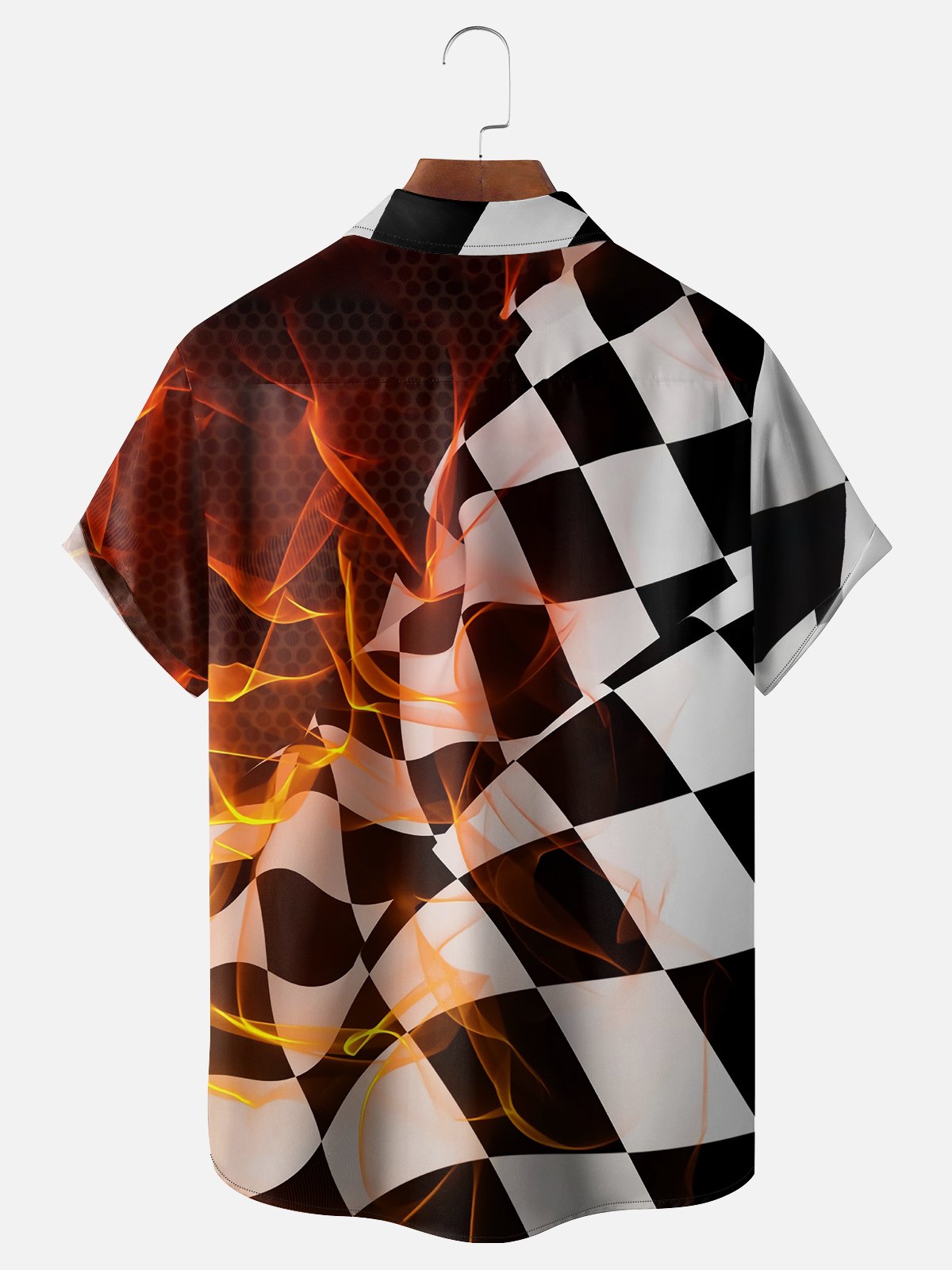 Moisture-wicking Formula One Grid Flame Chest Pocket Casual Shirt