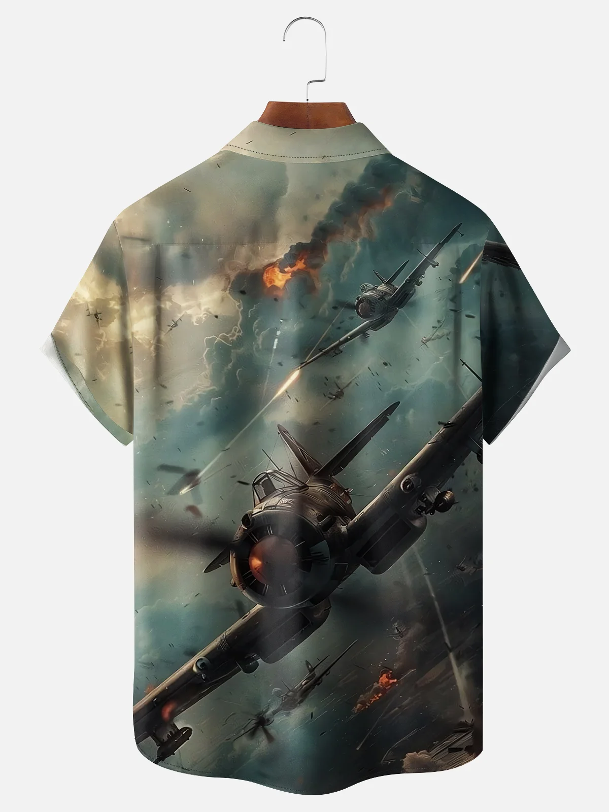 Moisture-wicking Memorial Day Air Force Plane Art Painting Chest Pocket Casual Shirt