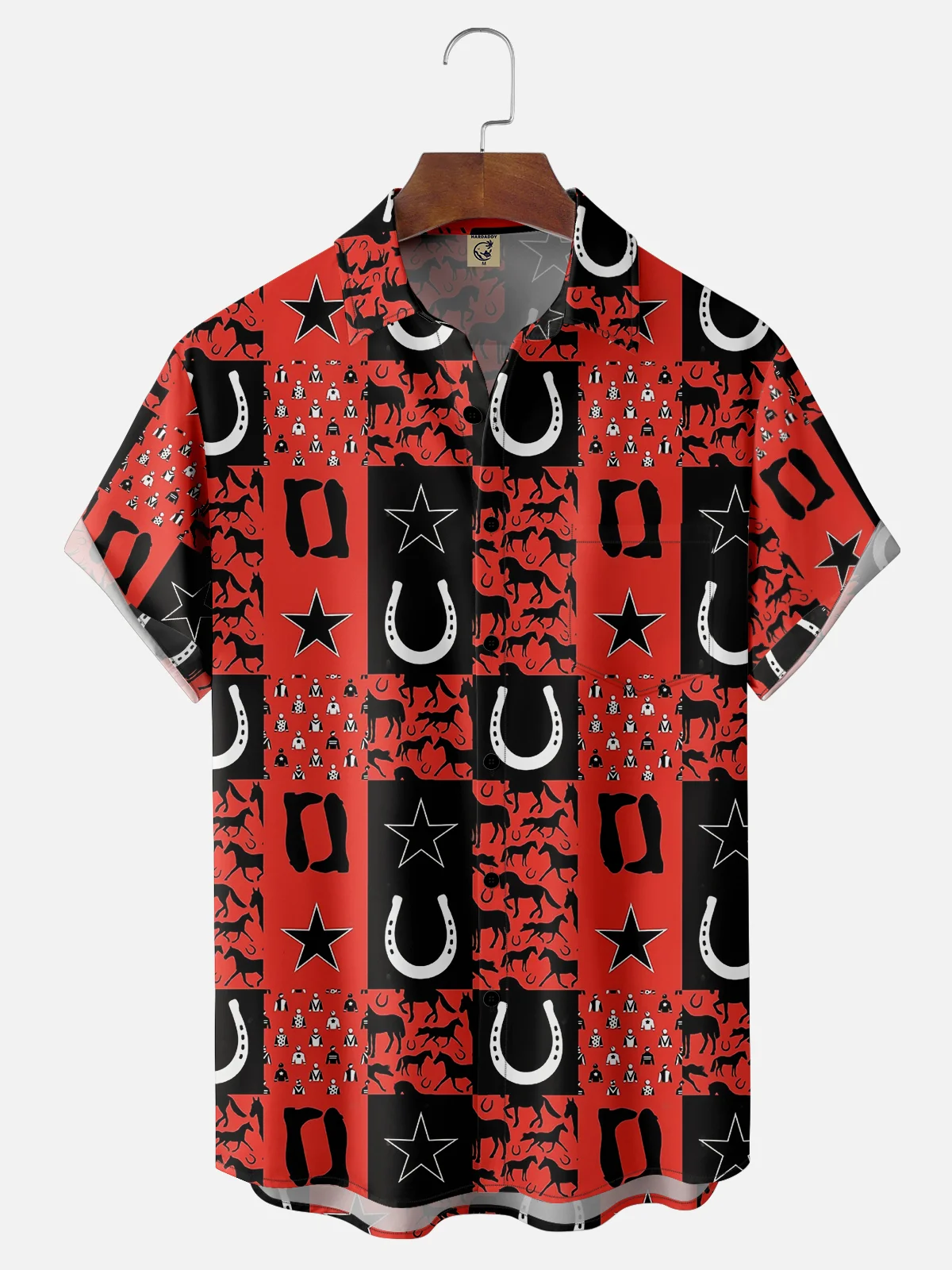 Moisture-wicking Kentucky Derby Horse Racing Chest Pocket Casual Shirt