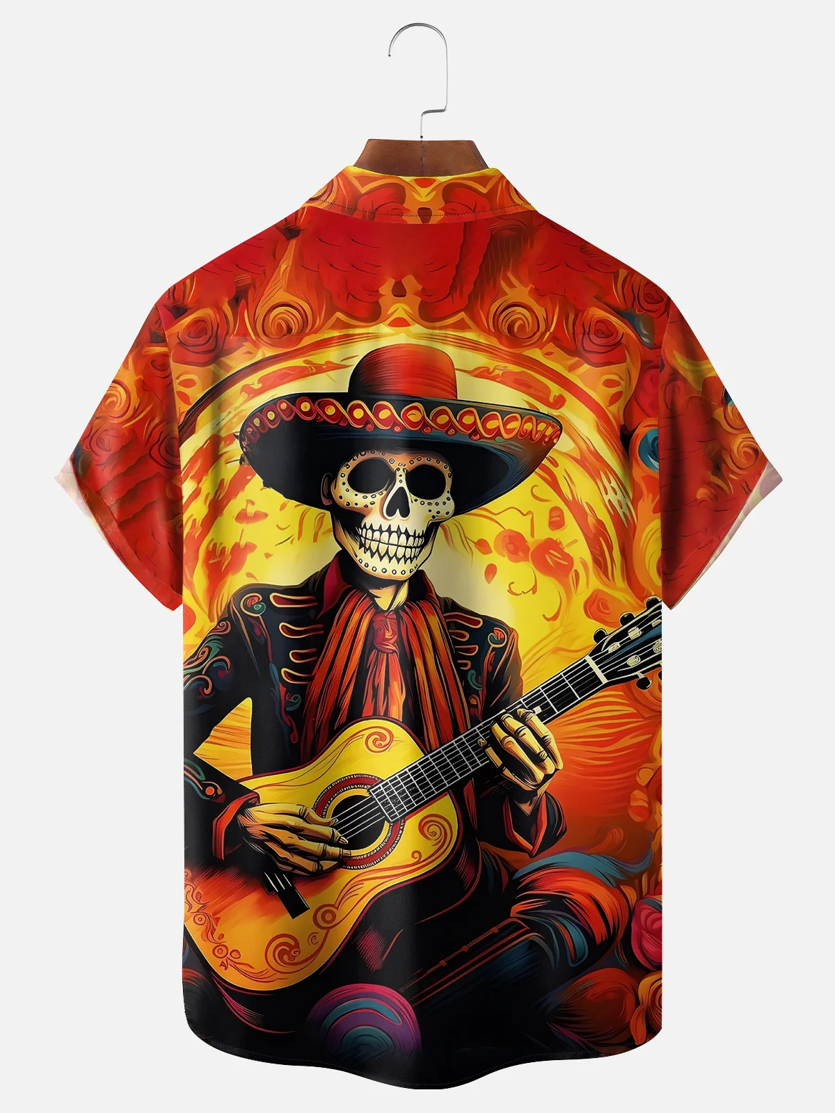 Moisture-wicking Cinco de Mayo Skeleton Music Fantasy Art Chest Pocket Casual Shirt