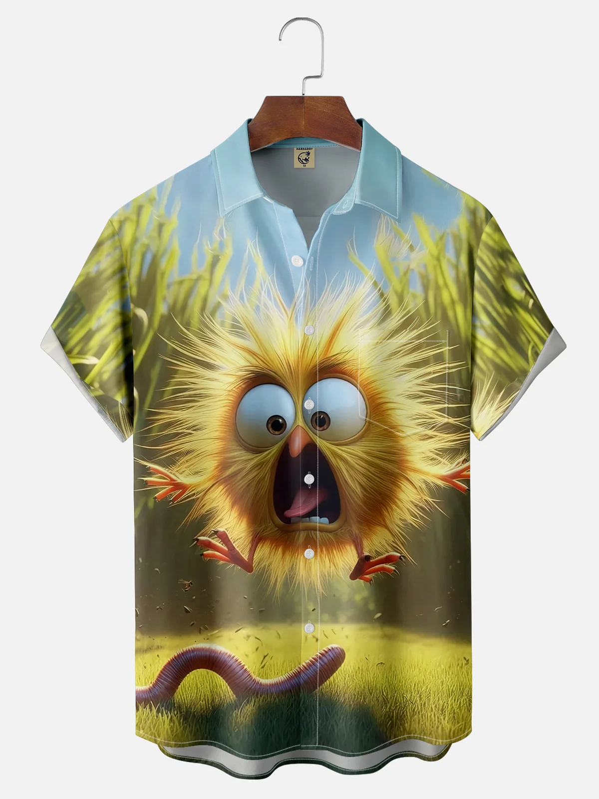 Moisture-wicking Fun Fright Chicken Chest Pocket Hawaiian Shirt