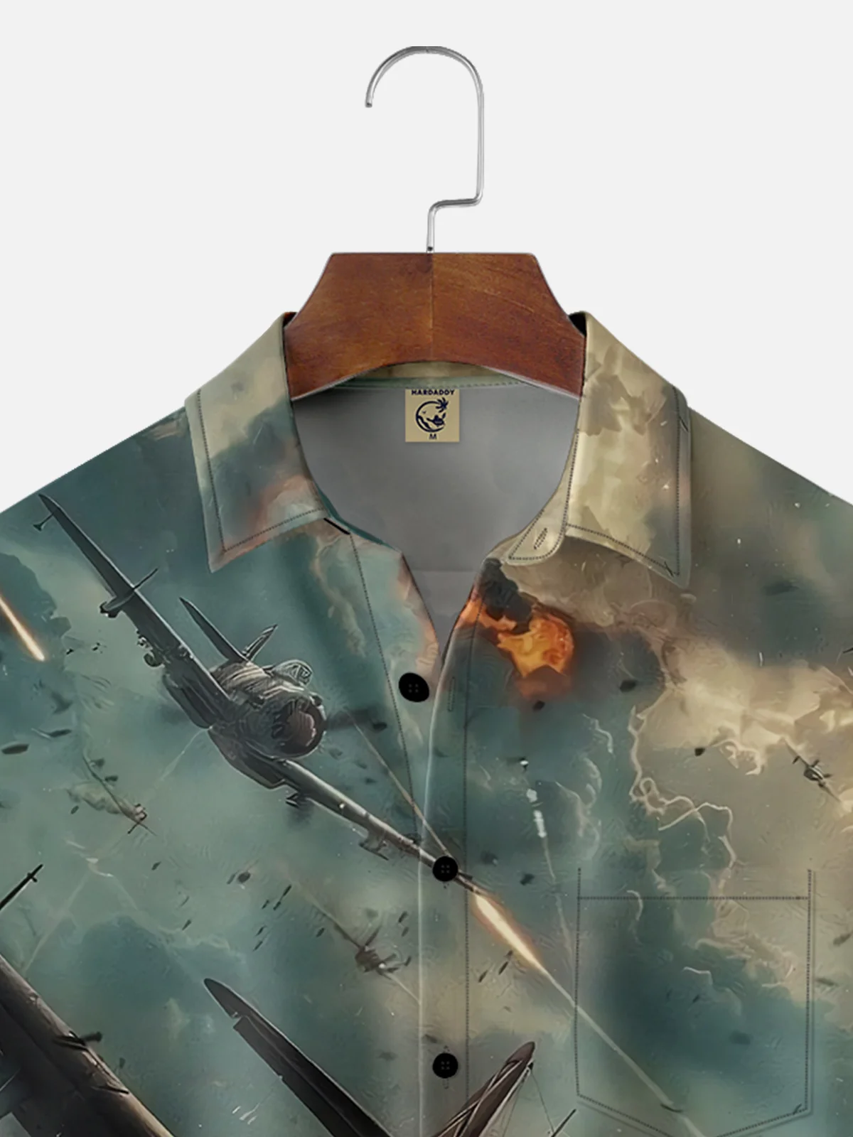 Moisture-wicking Memorial Day Air Force Plane Art Painting Chest Pocket Casual Shirt