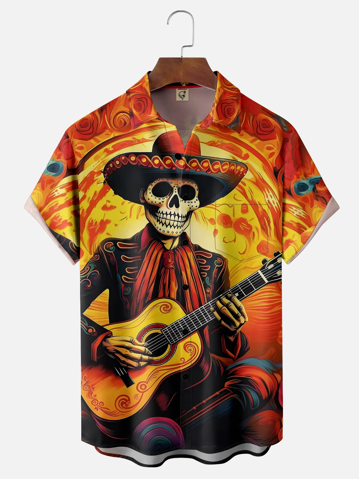 Moisture-wicking Cinco de Mayo Skeleton Music Fantasy Art Chest Pocket Casual Shirt