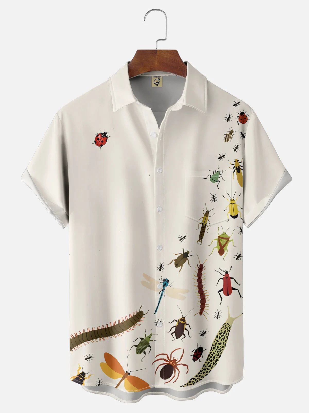 Moisture-wicking Insect Art Composition Avant-garde Fashion Chest Pocket Hawaiian Shirt