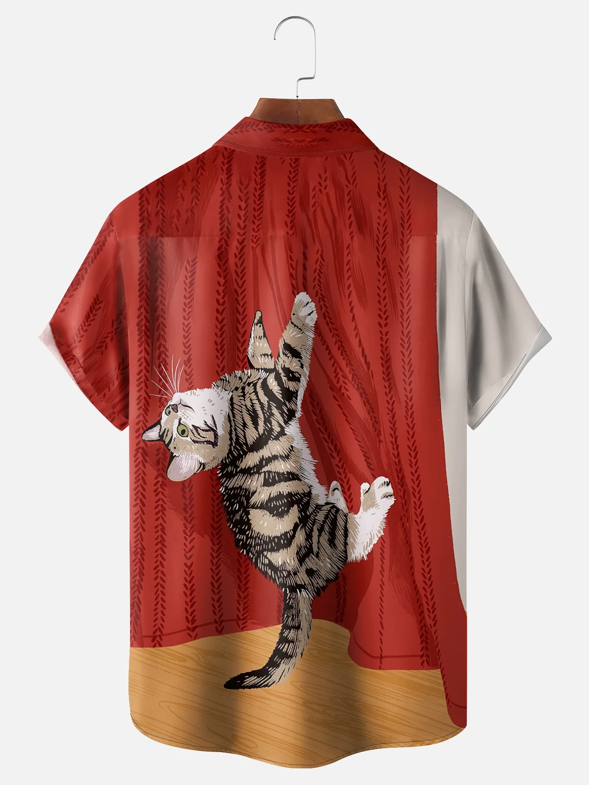 Moisture-wicking Artist Cute Cat Art Illustration Avant-garde Funny Chest Pocket Casual Shirt